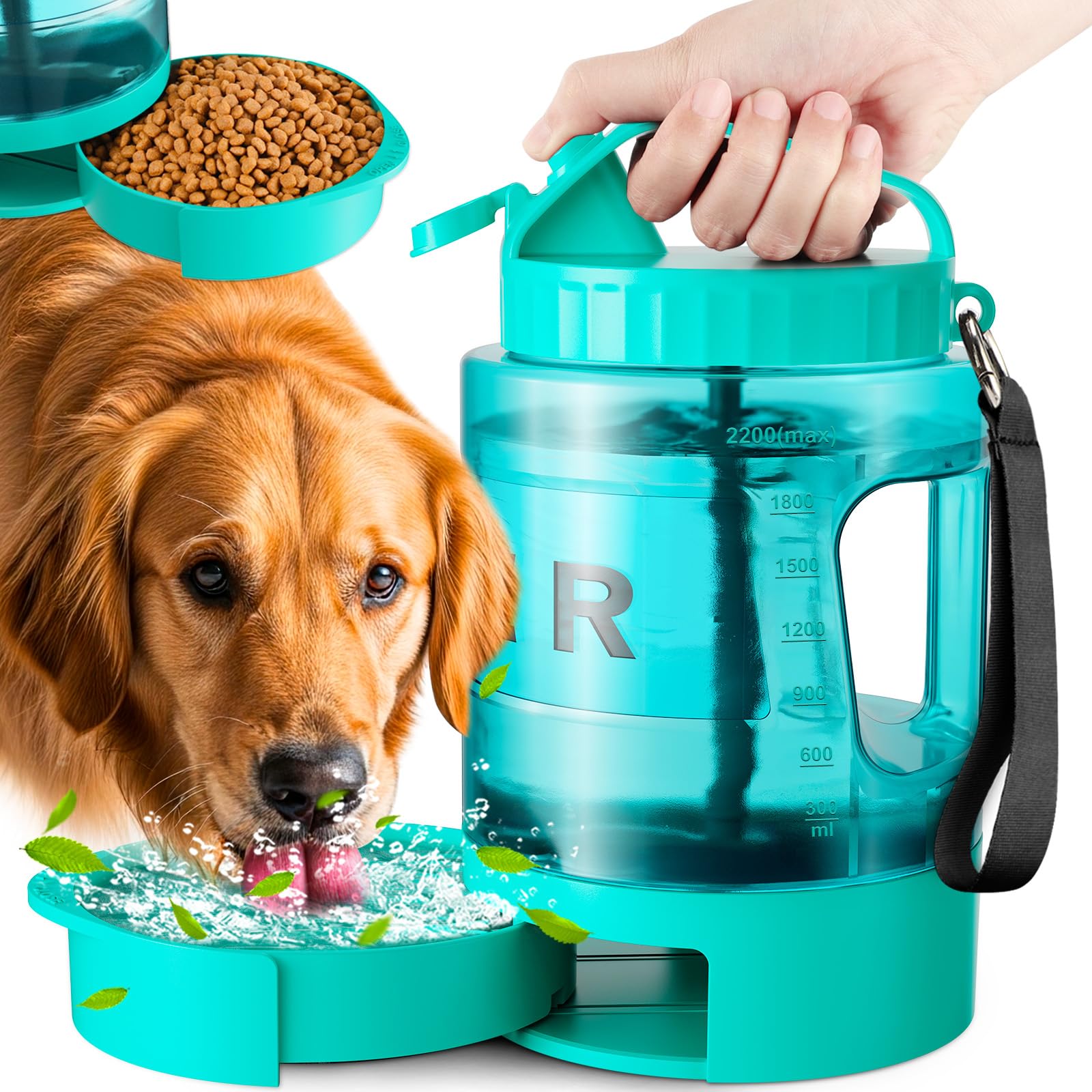 Portable Dog Water Bottle Bowl - 77 oz Travel Water Bowl Dispenser for Dogs Leak Proof, Suitable for Large Pet Drinking, A Must Have for Outdoor,
