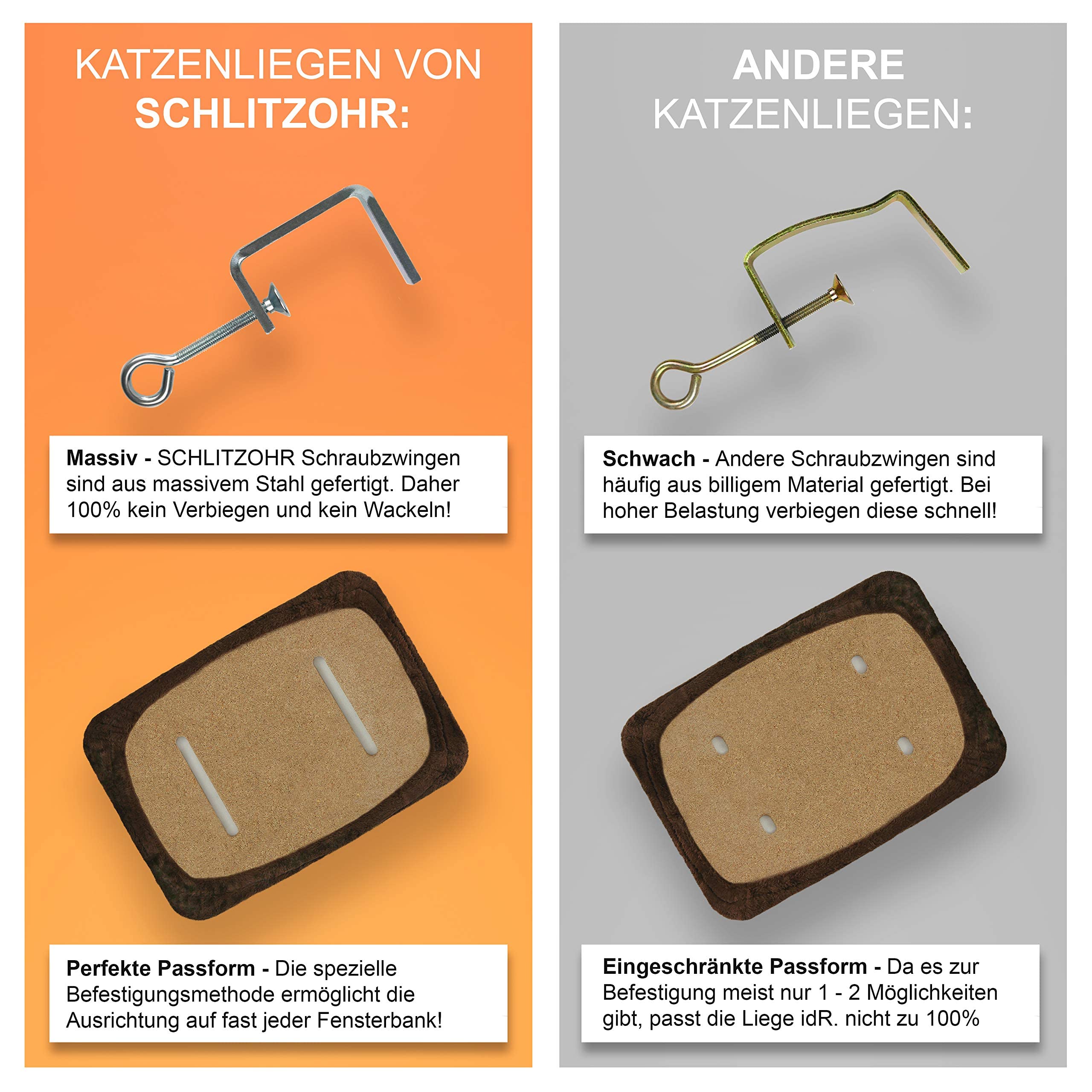 Fensterliegeplatz Teddy | stabile Katzenliege für Fensterbank | Fensterbankliege für Katzen | 51 × 36 cm (Beige)