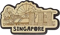 Vista 9 de Printtoo Merlion Singapore - Imán de madera grabado para nevera