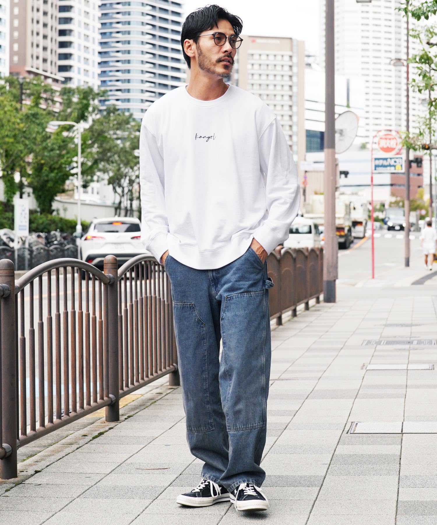 [カンゴール] 別注裏毛トレーナー｜メンズ ブランド ロゴ 長袖 スウェット 秋服 冬服 春服 オーバーサイズ ゆったり 裏毛 レディース ユニセックス ワンポイント 黒 白 - 2