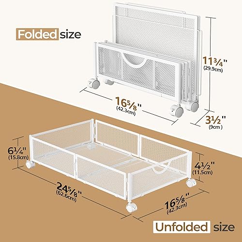 Vista 2 de Yecaye Almacenamiento debajo de la cama con ruedas, paquete de 2 cajones organizadores de almacenamiento de zapatos debajo de la cama, sin
