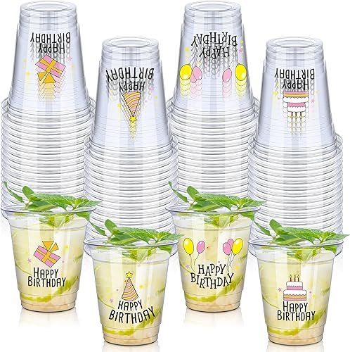 Miniatura 1 de meekoo 100 vasos de plástico transparente de 12 onzas para cumpleaños, fiesta de escuadrón de cumpleaños, vasos desechables de plástico para