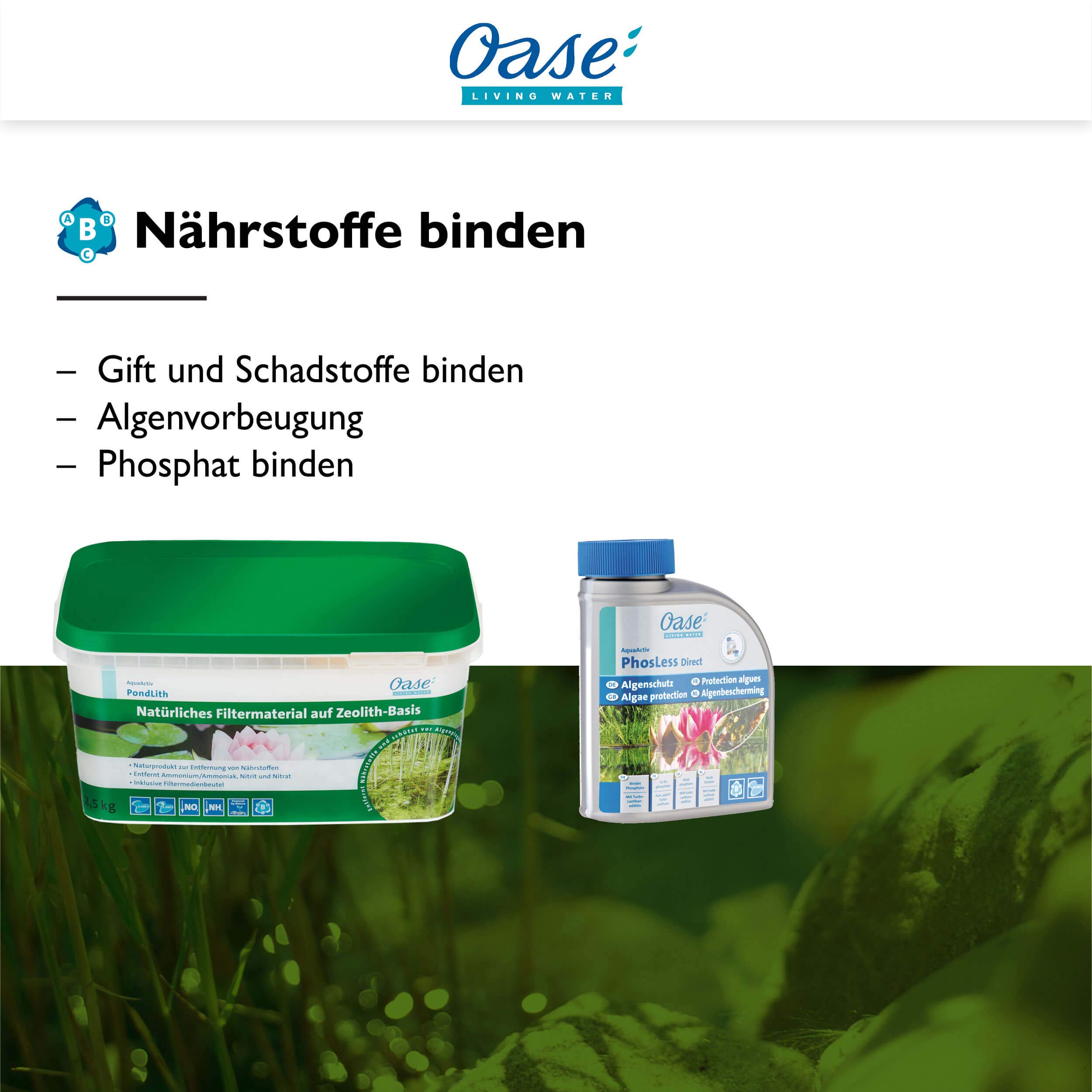 OASE 53759 AquaActiv AquaHumin 10 l - Gartenteich-Torf, Spezial-Torf für natürlichen Algenschutz, mit Huminsäure-Anteil von 30 bis 45 %, klärt trübes Wasser, Weiß