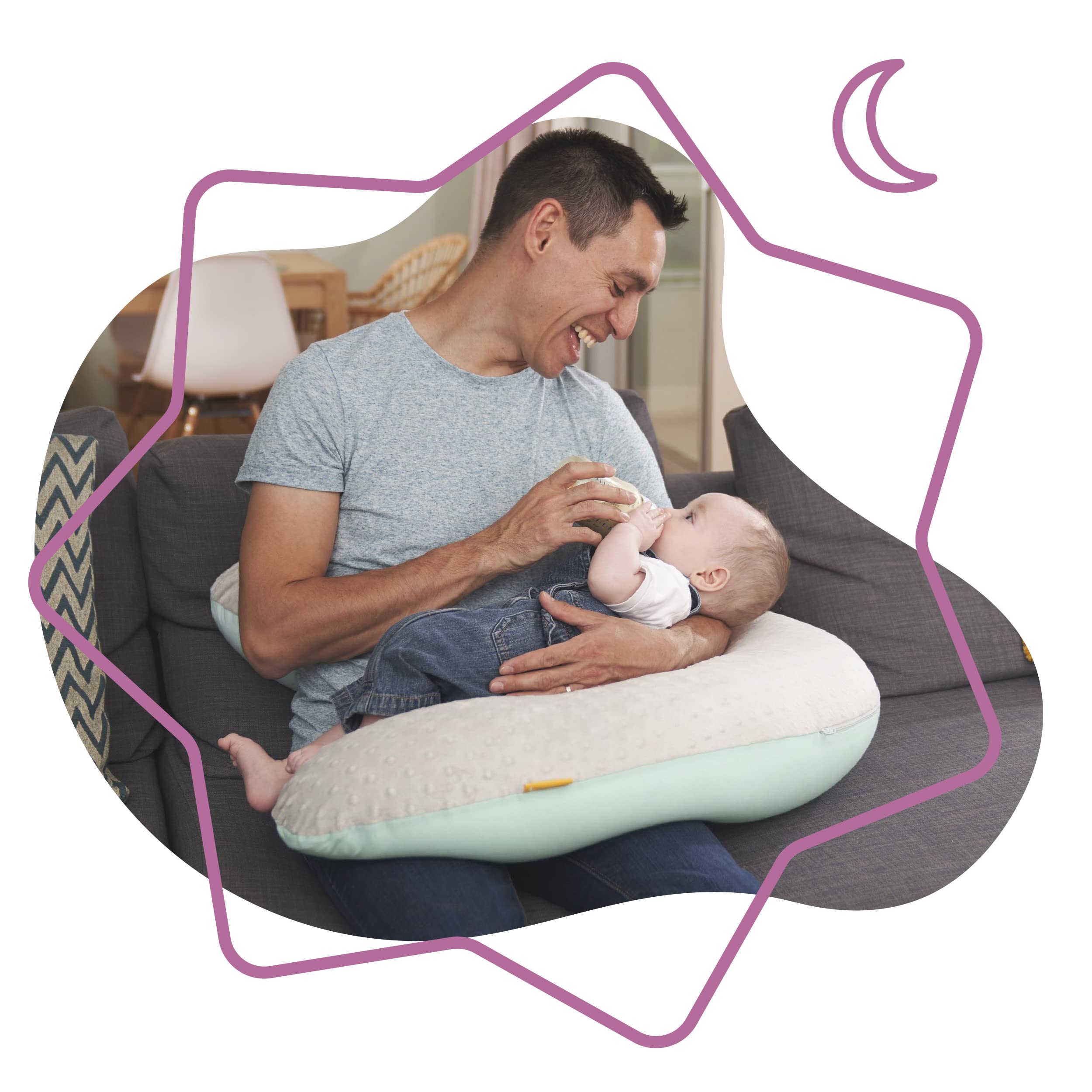 Badabulle Coussin d'allaitement Evolutif Fluffy, Polyester pour Corps,Dos,Grossesse,Jambes