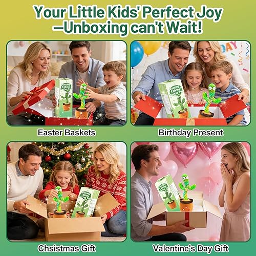 Miniatura 8 de Juguetes para bebés, juguete de cactus que habla bailando, regalos interactivos para niños y niñas, imitando el canto y el cactus repetitivo,