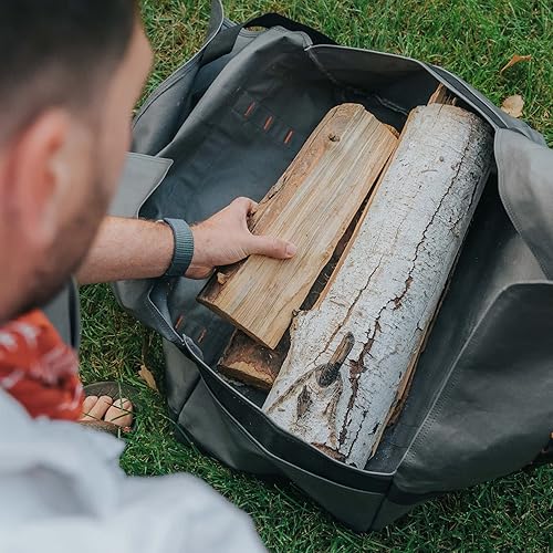Miniatura 4 de BioLite, FirePit Bolsa de transporte de lona para hoguera y leña, duradera y resistente al agua, plateado, Personalizado