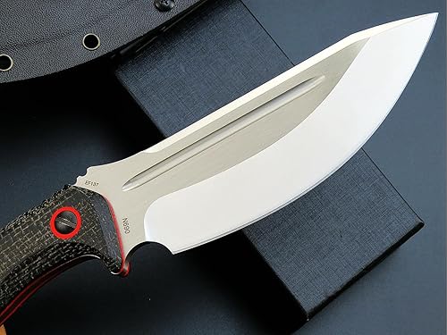 Miniatura 10 de Eafengrow EF137 Cuchillo de hoja fija, hoja de acero N690 de 2 pulgadas de ancho, mango Micarta, cuchillos rectos de alta resistencia para trabajo