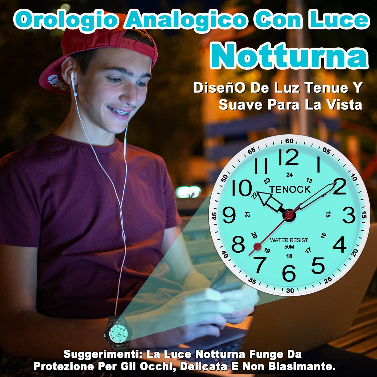TENOCK Orologio Da Polso Sportivo Da Donna Analogico Al Quarzo 50 M Impermeabile Con Luce Notturna Per Abbinamenti Casual O Attività Sportive