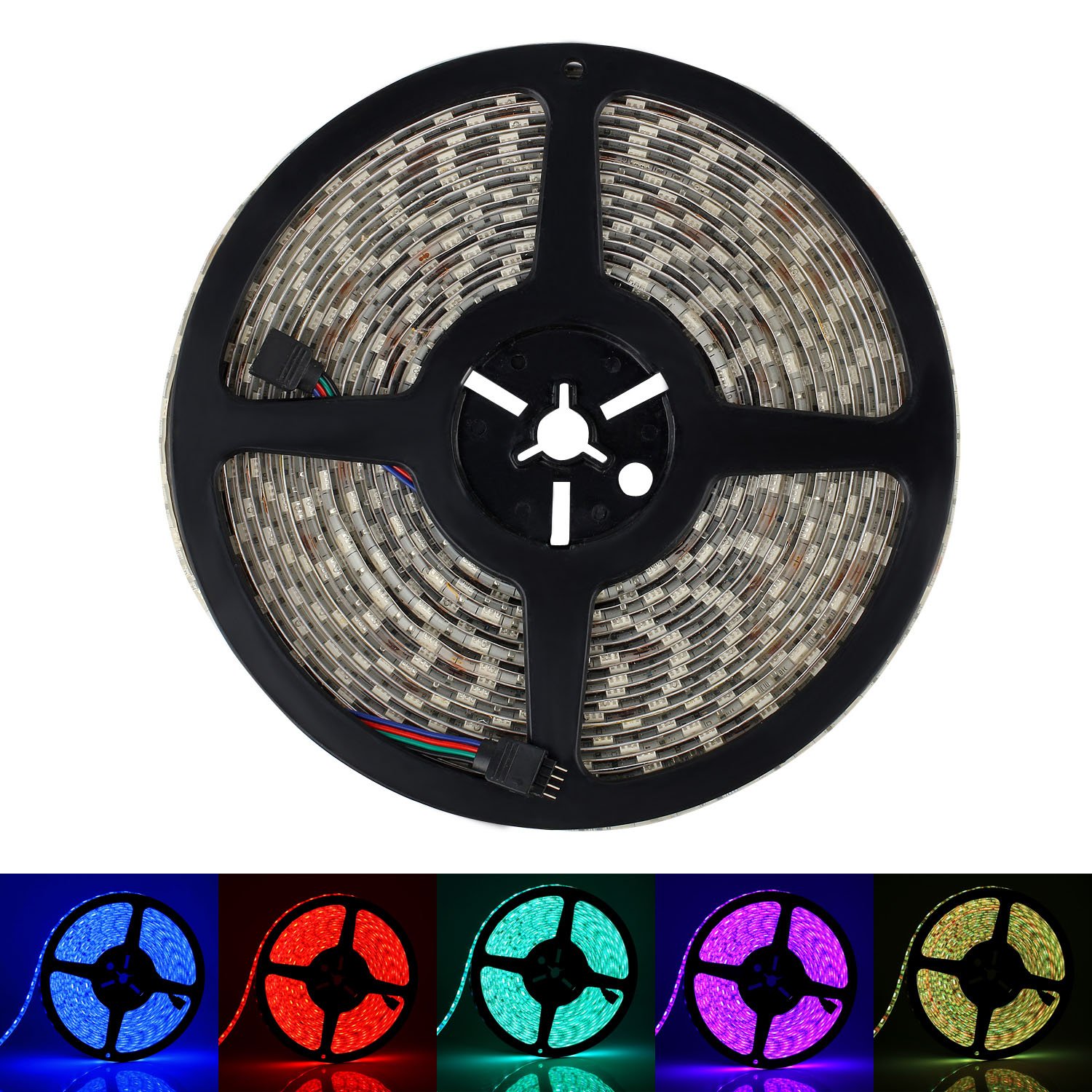 RGB LED Stripes 5050 SMD 10M/32.8ft RGB 600 LED Streifen Kit 60Leds/M Led Strip Licht Lichtband Lichtstreifen Set IP65 Wasserdicht mit 44 Tasten Fernbedienung + EU Plug DC 24V/5A Netzteil