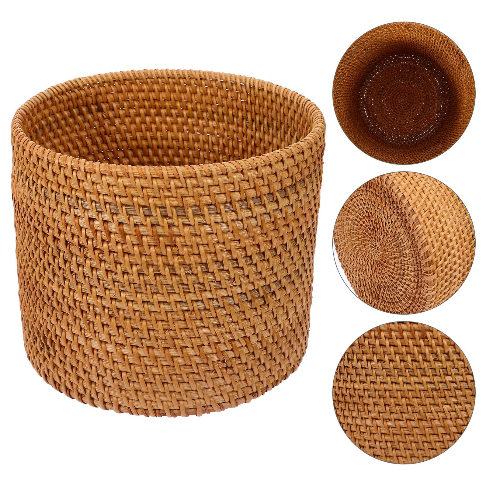 Runder Aufbewahrungskorb aus Rattan in Braun für Zuhause | Flechtoptik, Extra Großes Fassungsvermögen, für Obst und Snacks, Wiederverwendbar