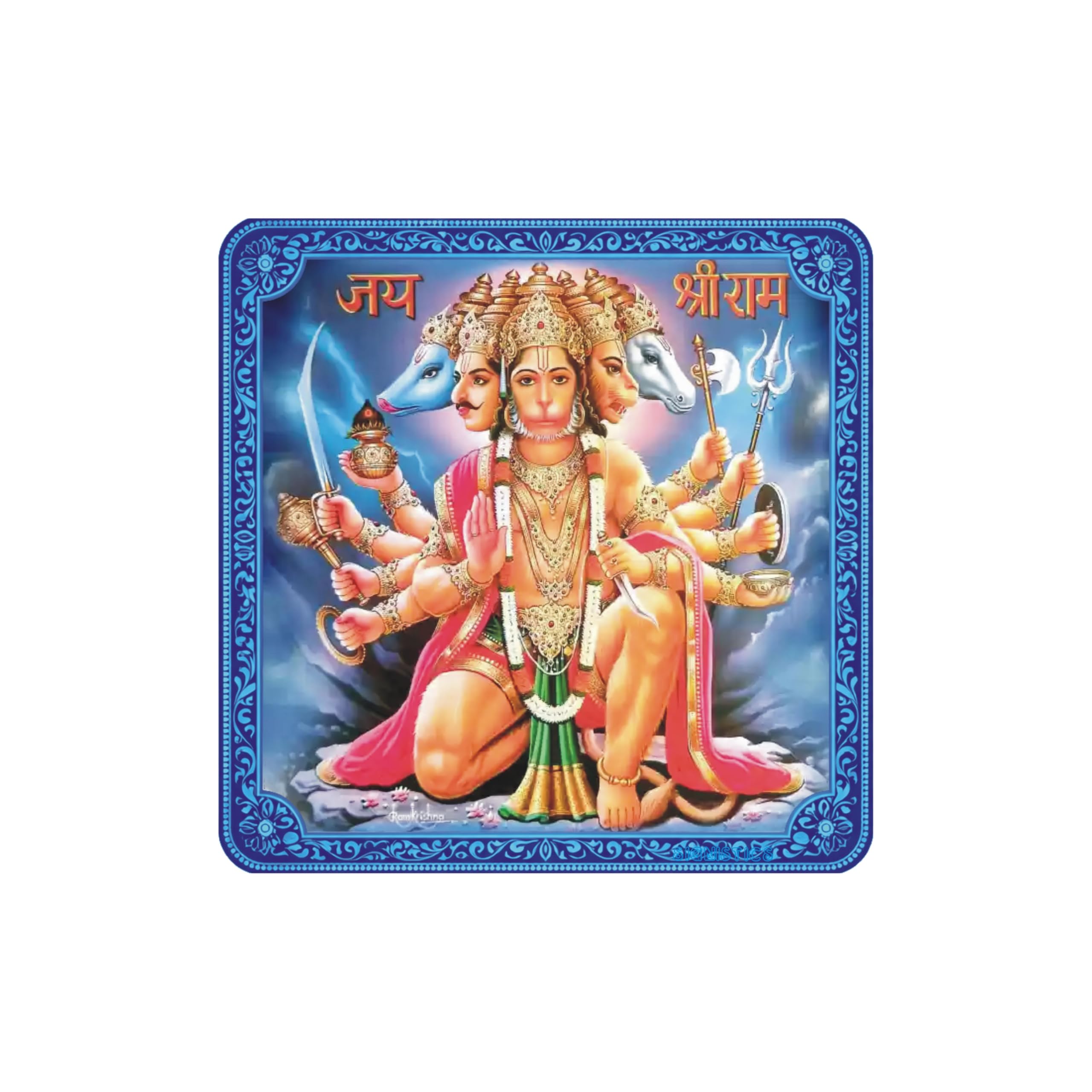 Panchmukhi Hanuman Sticker - Home Decor -5 Panchmukhi Hanuman Sticker - Home Decor -5