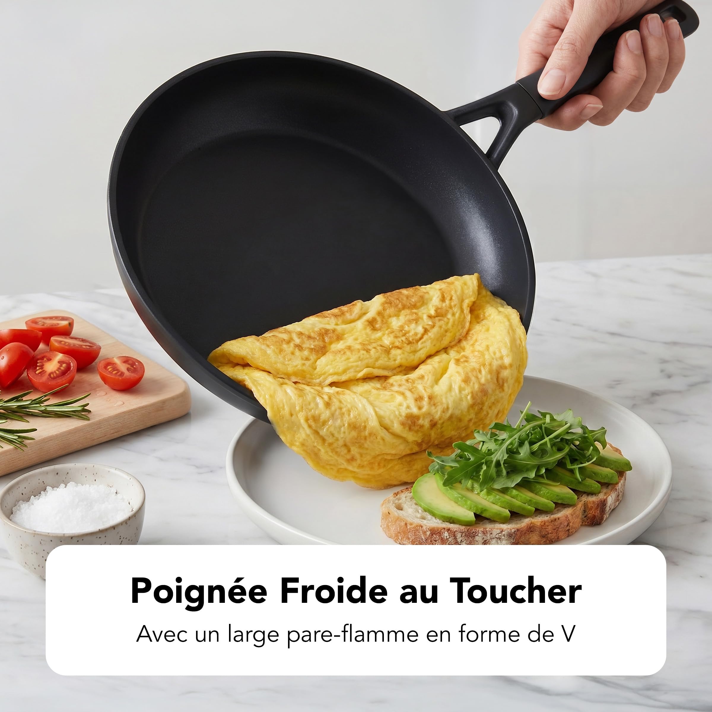 KitchenAid Poêle à Frire 30 cm - Aluminium Forgé Anodisé Dur, Revêtement Céramique Antiadhésif Sans PFAS, Compatible Induction, Four et Lave-Vaisselle, Noir