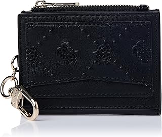 محفظة من جيس مصنوعة من جلد PU للنساء، بتصميم عصري باللون الأسود مع فتحات للبطاقات