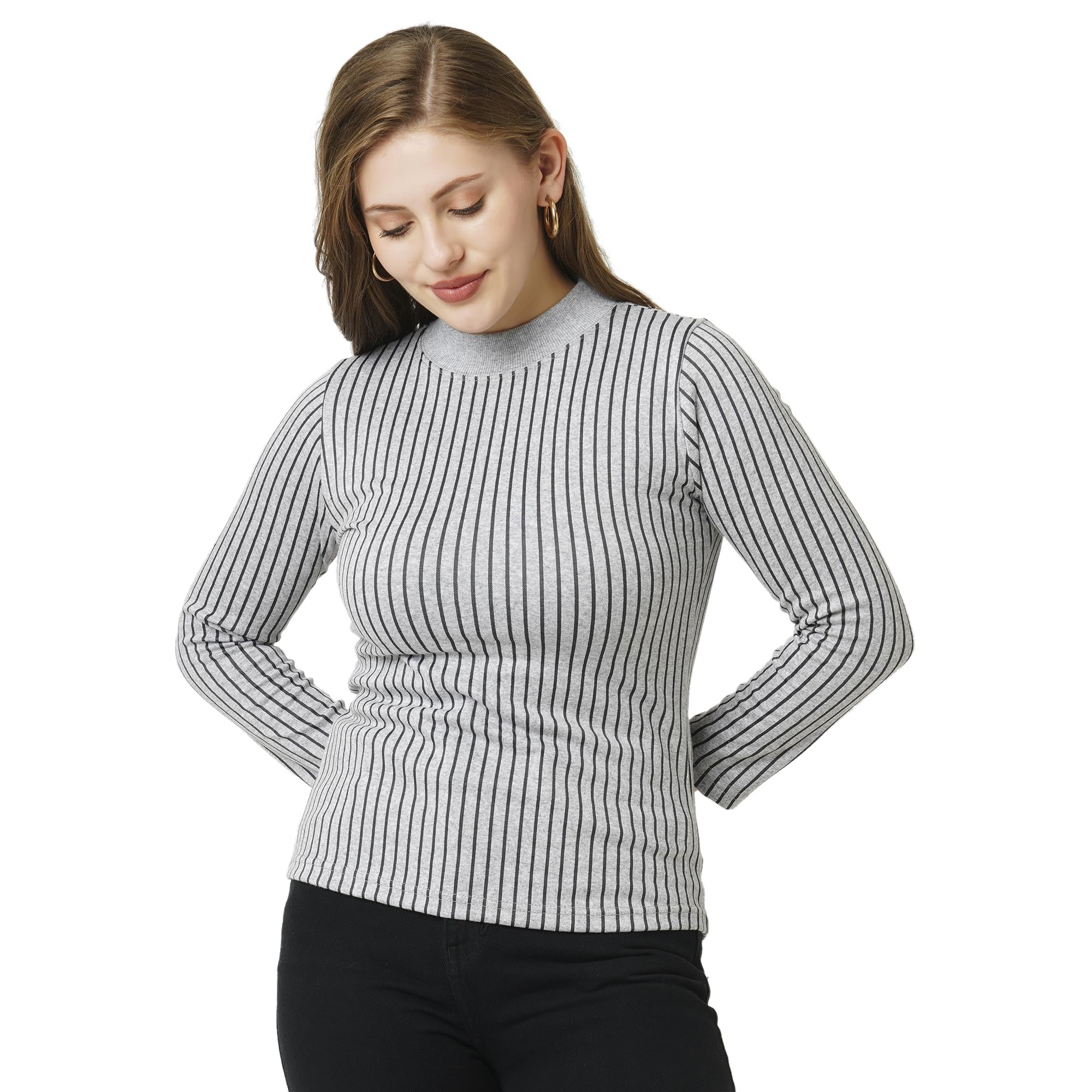 go-4 it Go.4.it Turtleneck Vertical Stripes Sweatshirt-picture-34