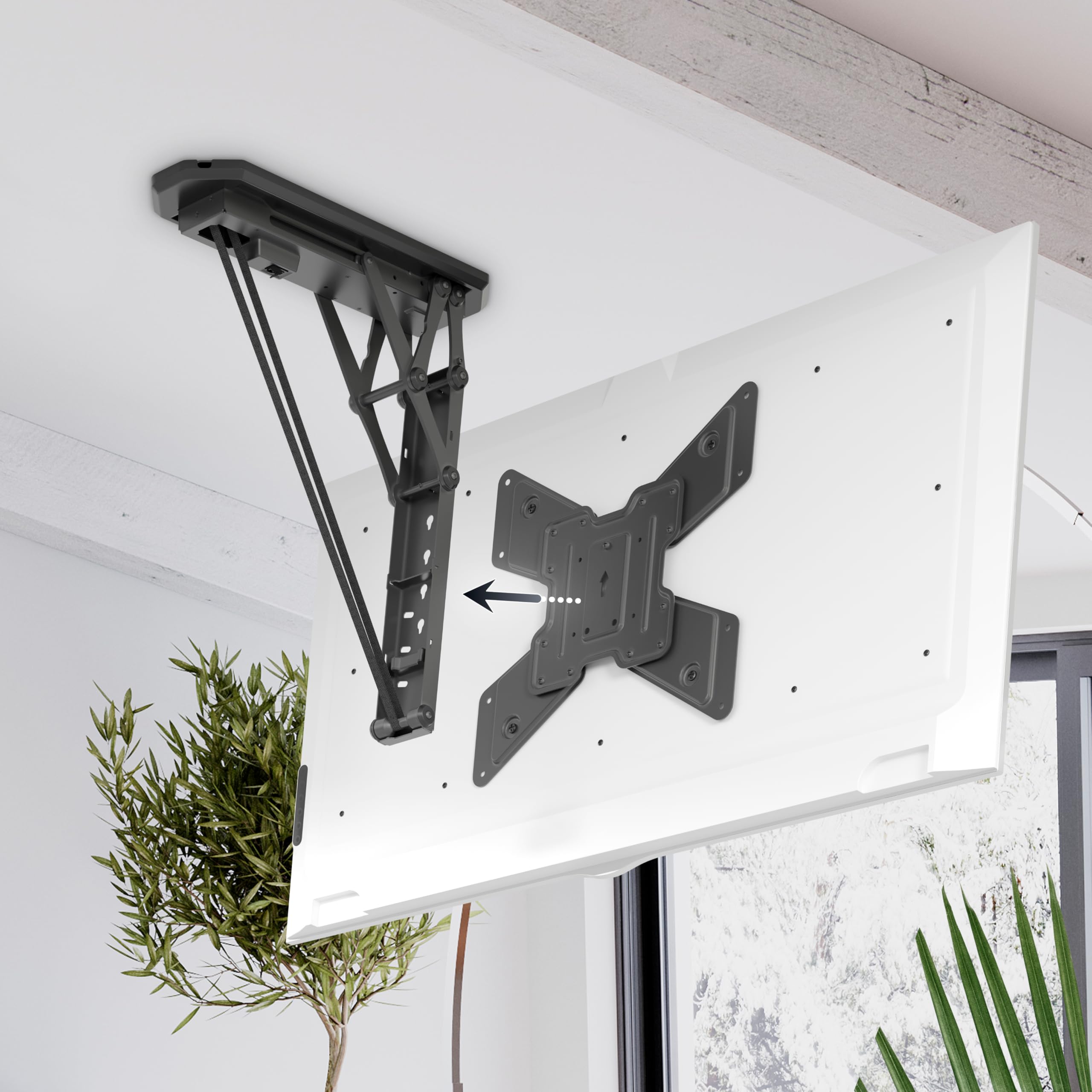 RICOO SE0544 Supporto TV da soffitto Staffa TV 32-55 pollici per 32 40 42 43 48 50 55 pollici pieghevole fino a 30 kg max VESA 400x400