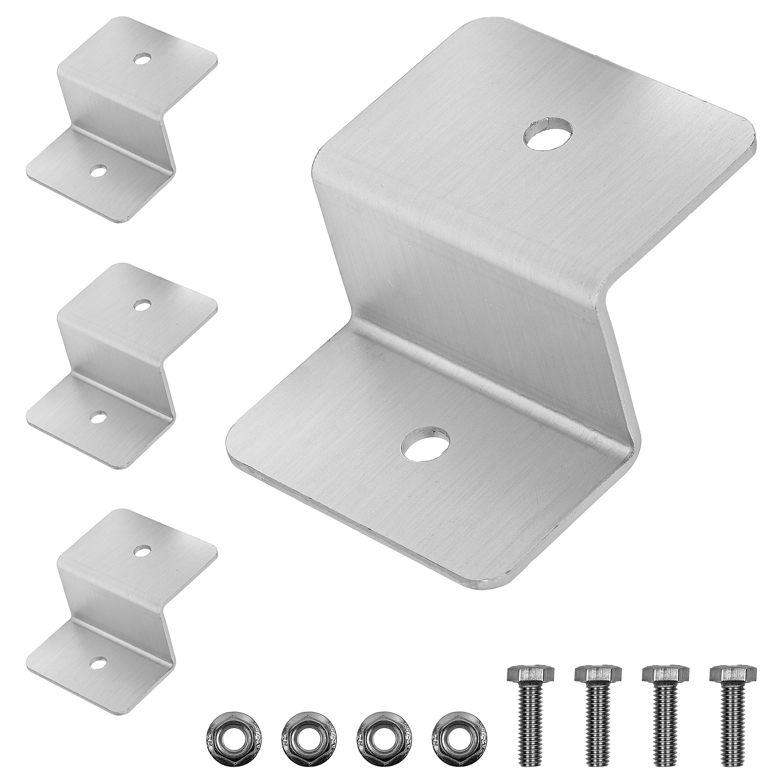 Z-Angle Bracket for Solar Panel, 4 Pack, Made of Aluminium, incl. Fastening Screws, Z-Bracket Solar Panel, mounting Bracket for Caravan, Van, Boat, photovoltaic Panel roof mounting