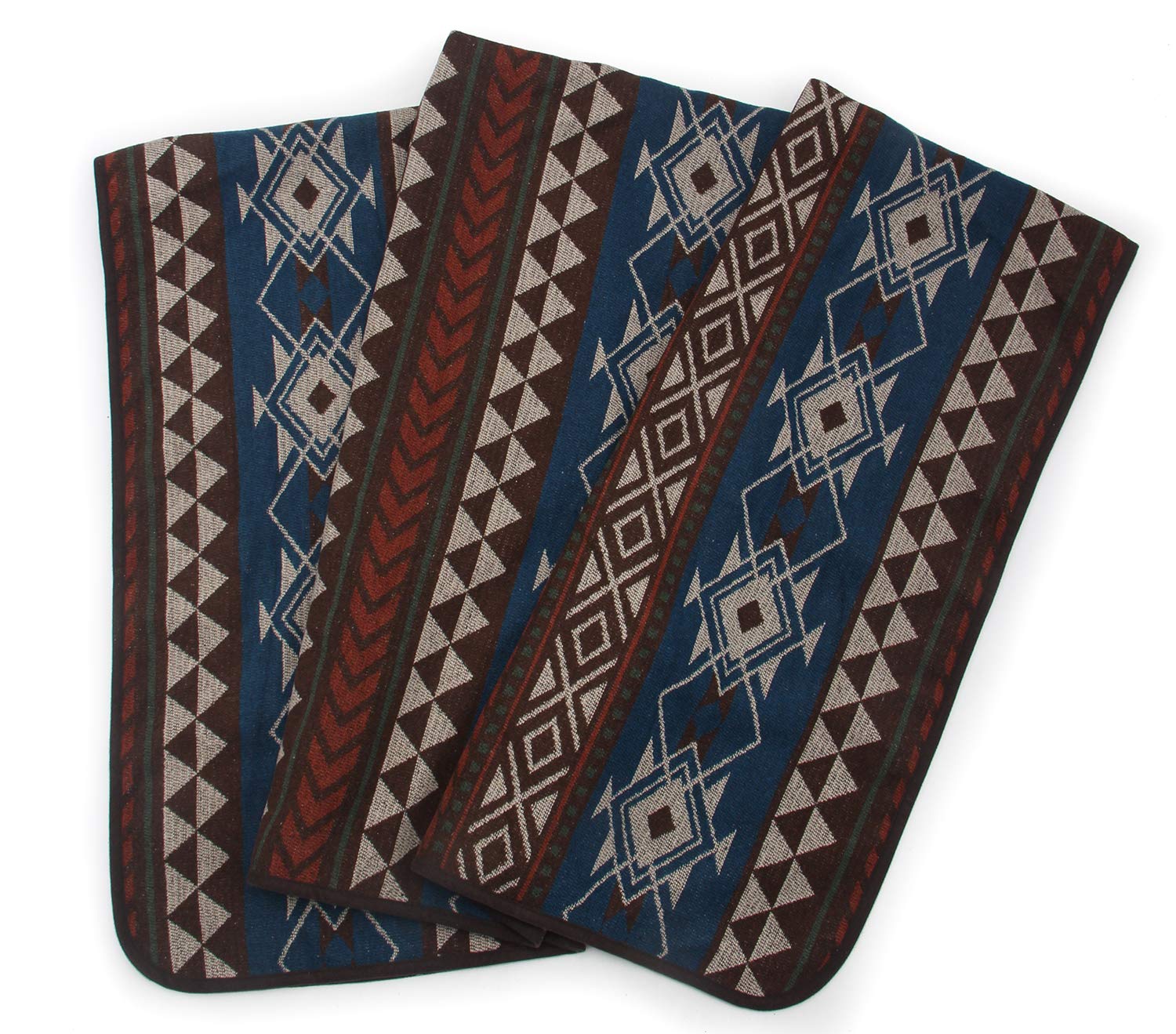 Ruth&Boaz Outdoor Wool Blend Blanket Ethnic Inka Pattern(K) (Blue, Large)