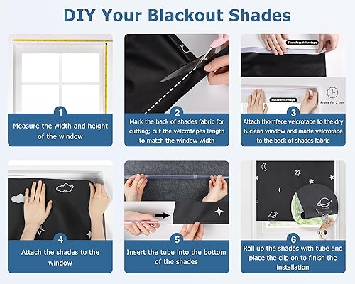 Miniatura 4 de LazBlinds Cortina de puerta 100% opaca, sin herramientas, sin taladro, persianas inalámbricas para ventanas, con aislamiento térmico, protección UV,