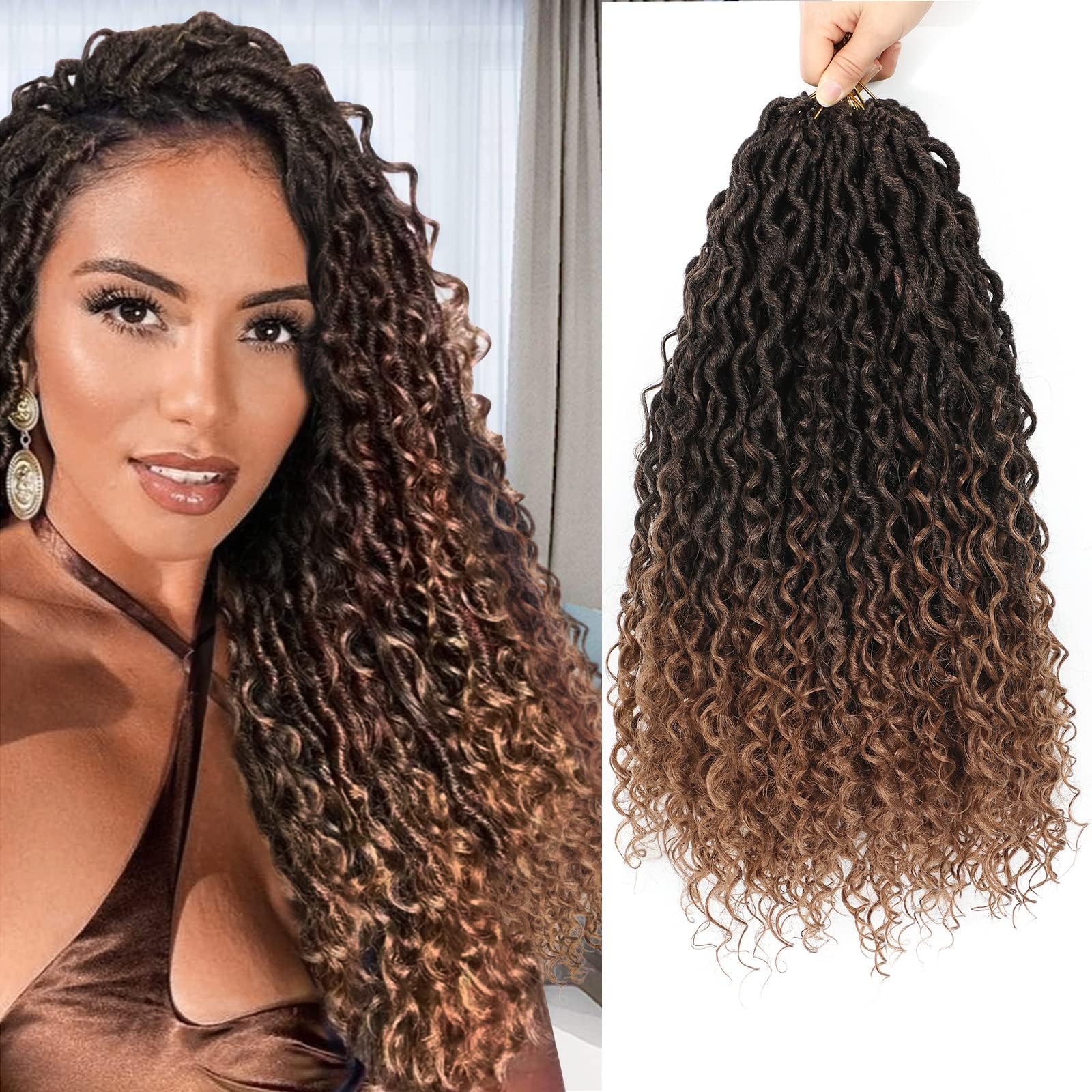 Amazon.com : Goddess Locs Crochet Hair 12 Inch 7 Packs Short Faux Locs ...