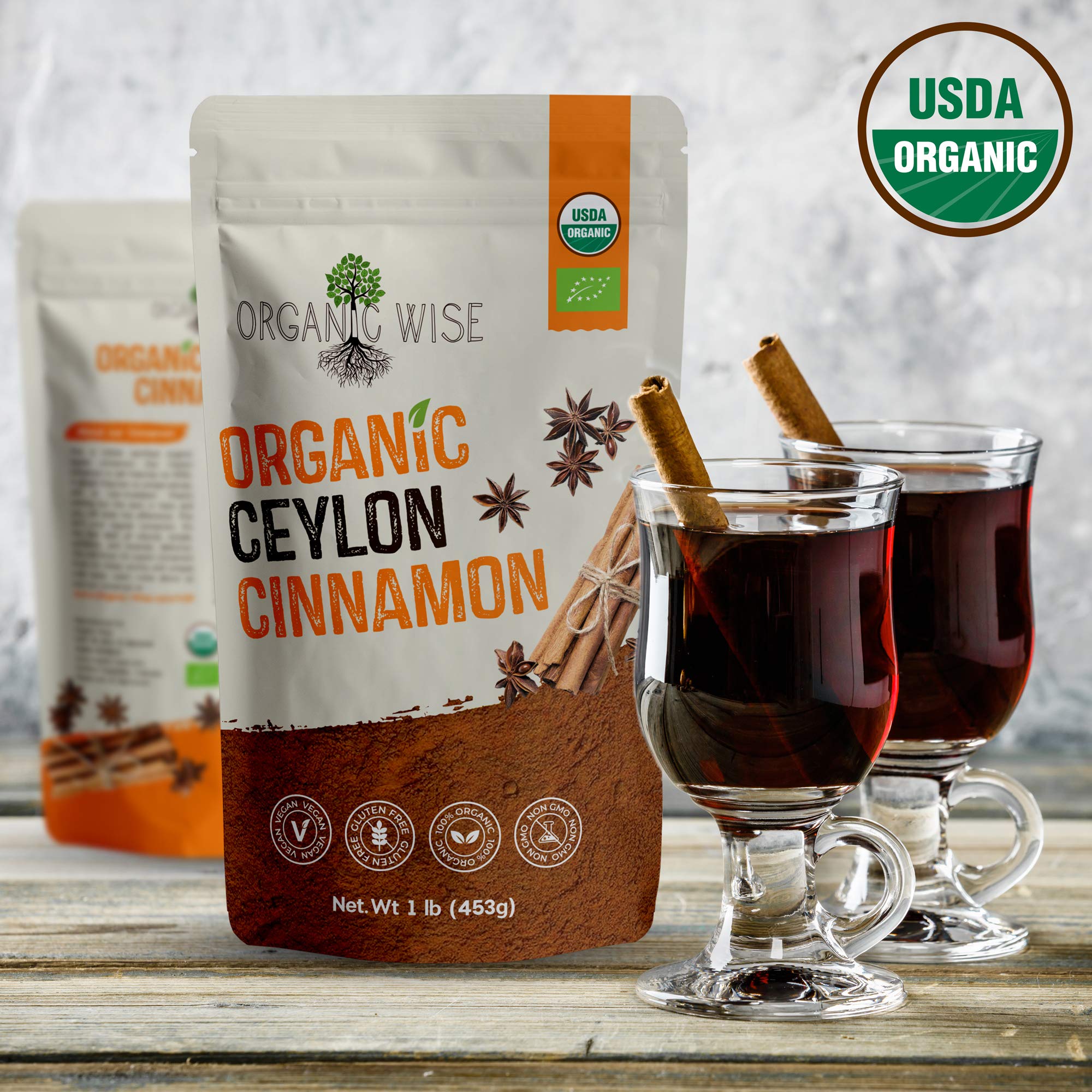 Organic Wise Ceylon Cinnamon Powder Organic, Pure Ceylon Cinnamon Spice