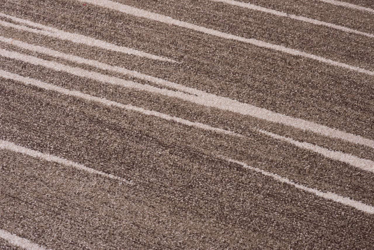 TAPISO Sari dywan okrągły brązowy beżowy nowoczesny paski melanżowy design salon sypialnia Ökotex 150 x 150 cm