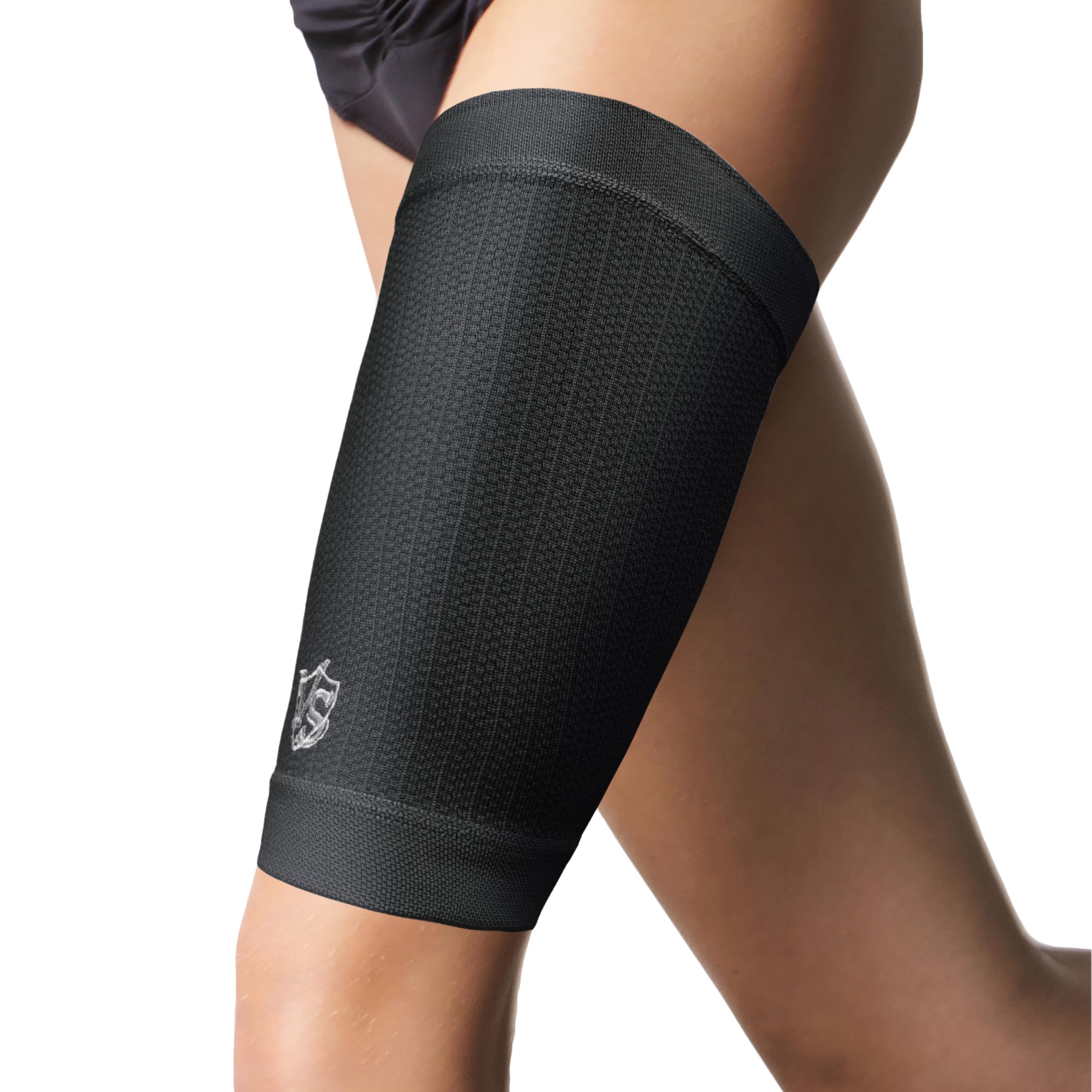 Vs Vital Salveo Unisex Black Vital Salveo Graphene Thigh & Hamstring Compression Sleeve – Support For Women & Men, Quad Strain, Groin Pull, Injury(1Pc)-Xl