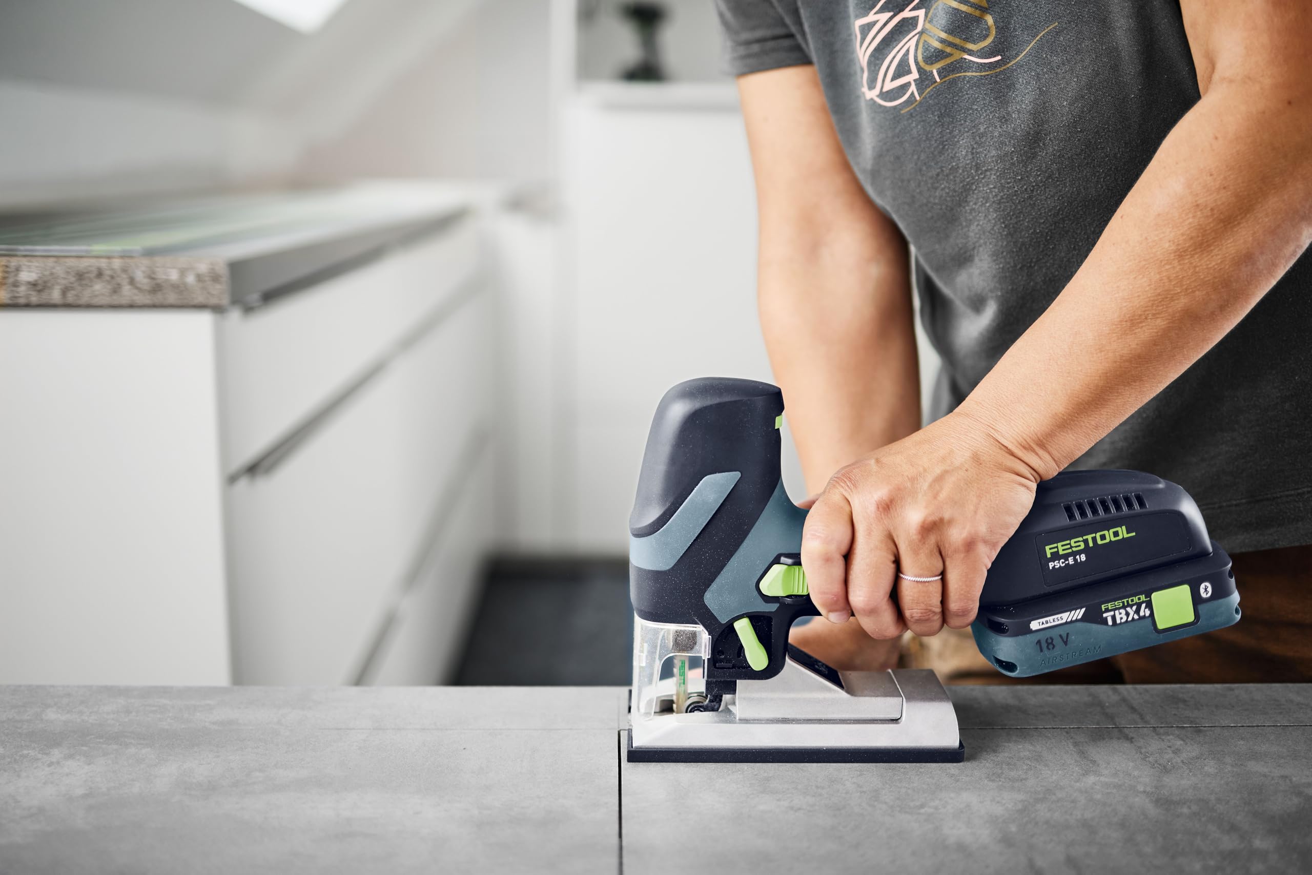 Festool Seghetto Alternativo a Batteria PSC-E 18 EB-Basic, 23mm Corsa, Batteria 18V, Leggero 1,7kg