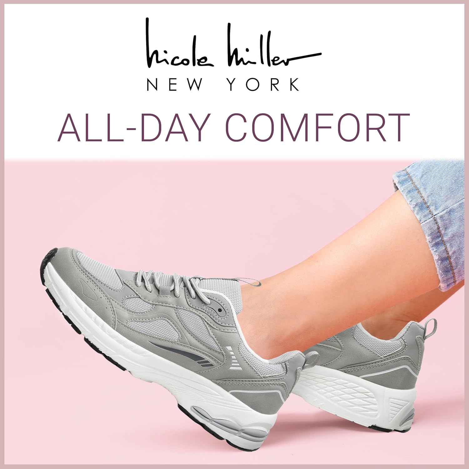 Nicole Miller Women's Sneaker Hawk Comfort Sneakers - Stylish, Supportive, and Versatile Athletic Shoes for Everyday Comfort, Casual Outfits, and Trendy Fashion Women's Lace-Up Comfortable Sneakers