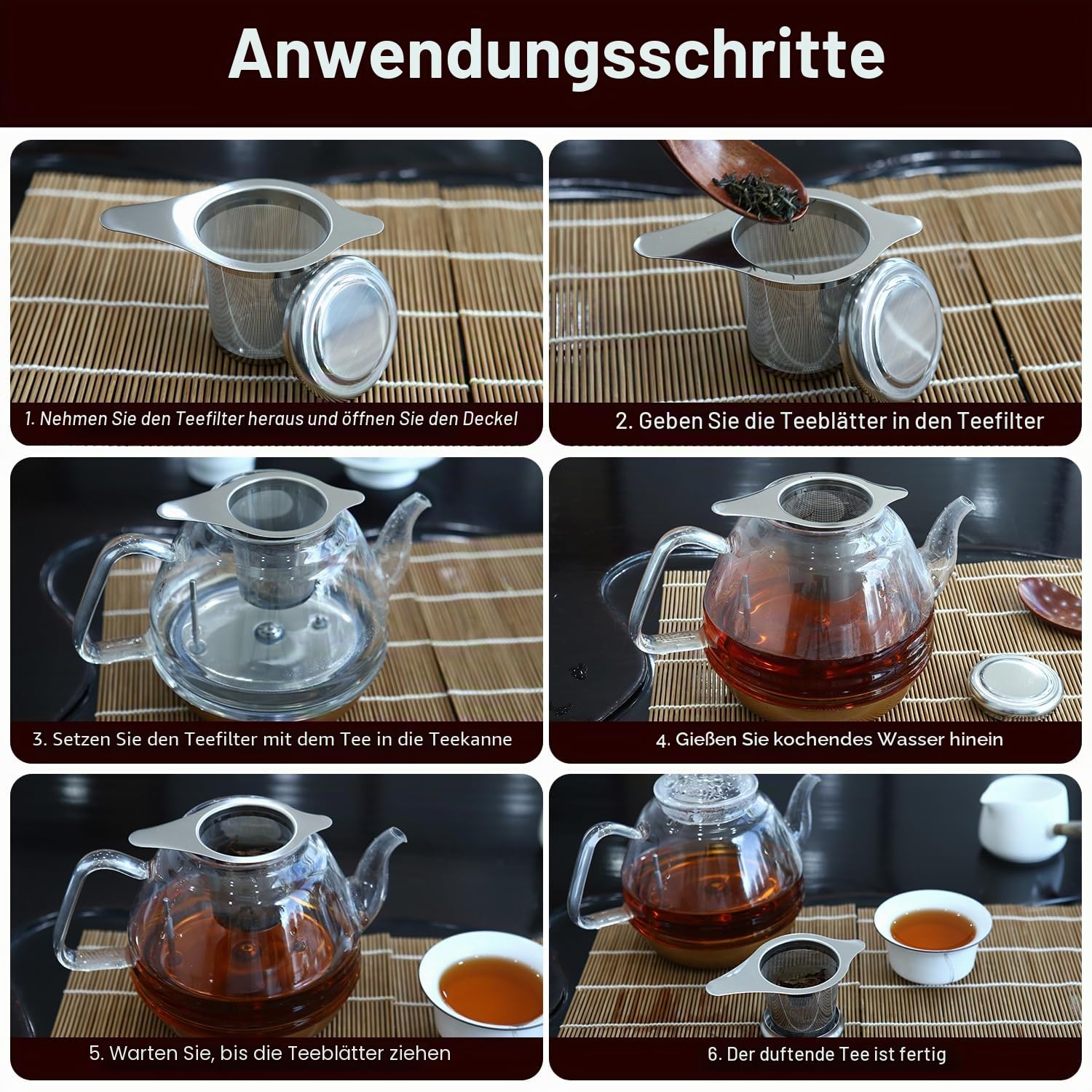 2 Stück Teesieb für Losen Tee, 304 Teesieb Edelstahl, Wiederverwendbar, Feinmaschiges Tea Infuser für die Meisten Tee-Tassen und Tee-Schalen, Spülmaschinengeeignet