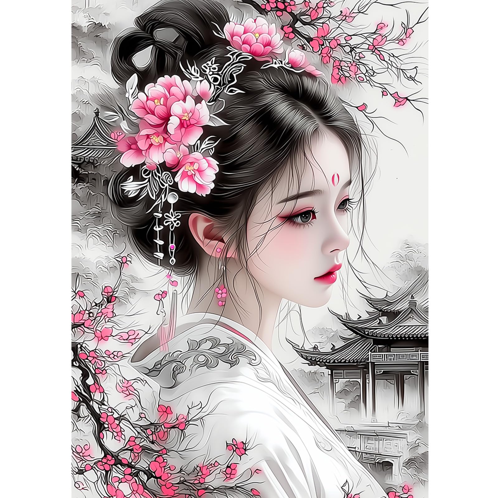 CEOVR Beautiful Woman Diamond Painting Kits Adults DIY Diamond Art Kits Adult 30x40cm Asian Beauty 5D Gem Art Craft Set for Leisure Time