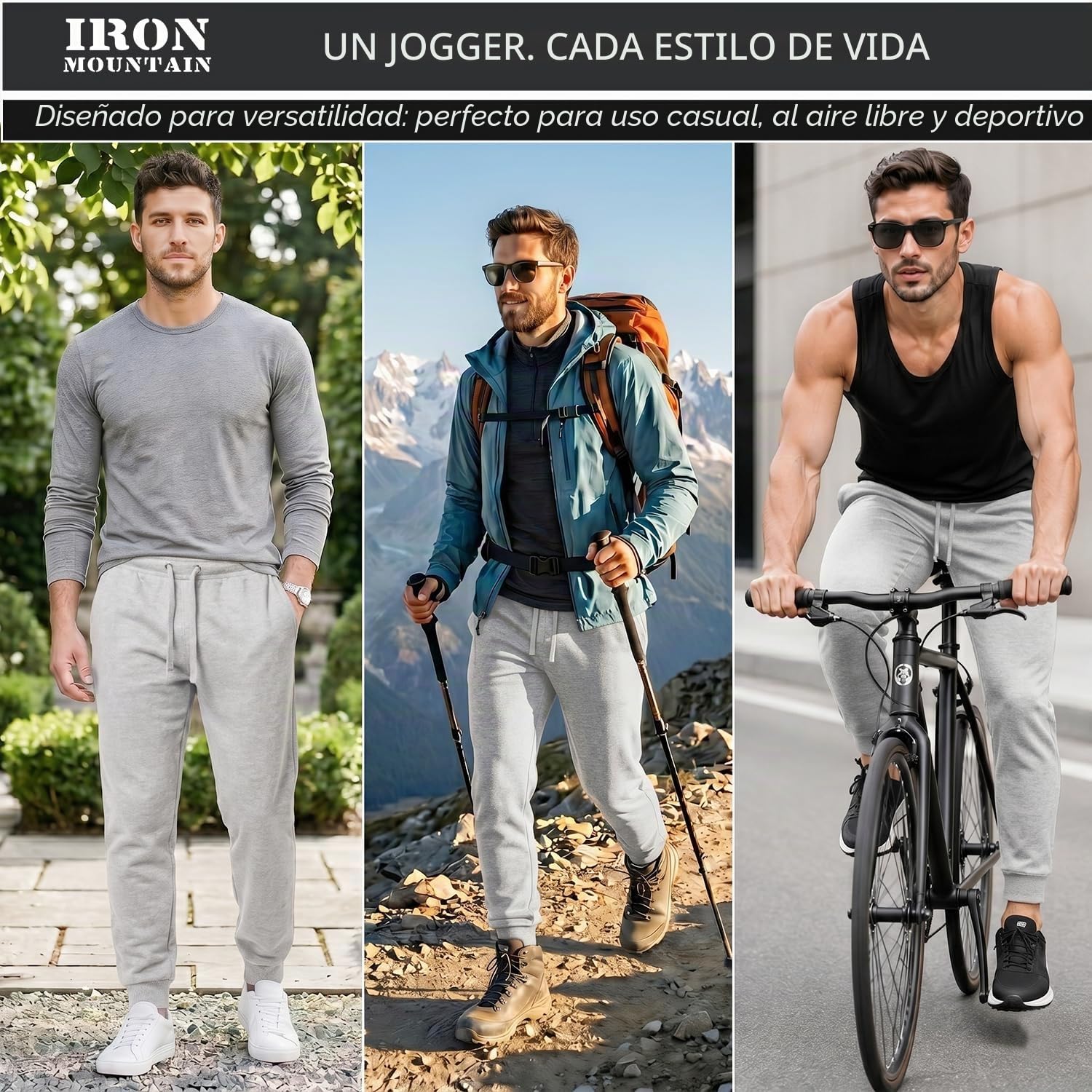 Iron Mountain Pantalones de chándal de Trabajo para Hombre de Hilo recuperado, Pantalones Jogger con puños