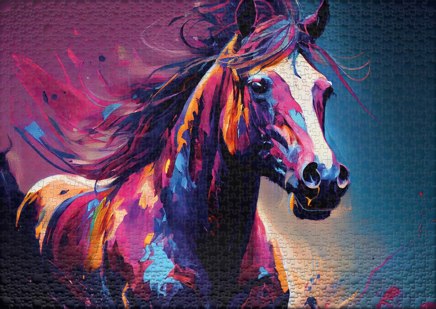 Ulmer Puzzleschmiede, Horse Puzzle Colour Wind 1000 pieces, The powerful horse with blowing mane in the wind - Image 2