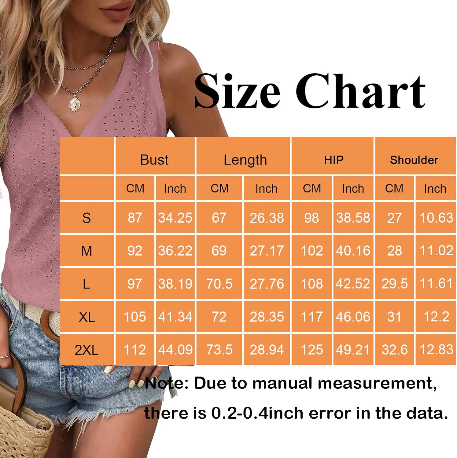 Womens Tank Tops Summer Tank Tops for Women 2024, V Neck Sleeve Embroidery Tops, Casual Loose Trendy Tops - Image 2
