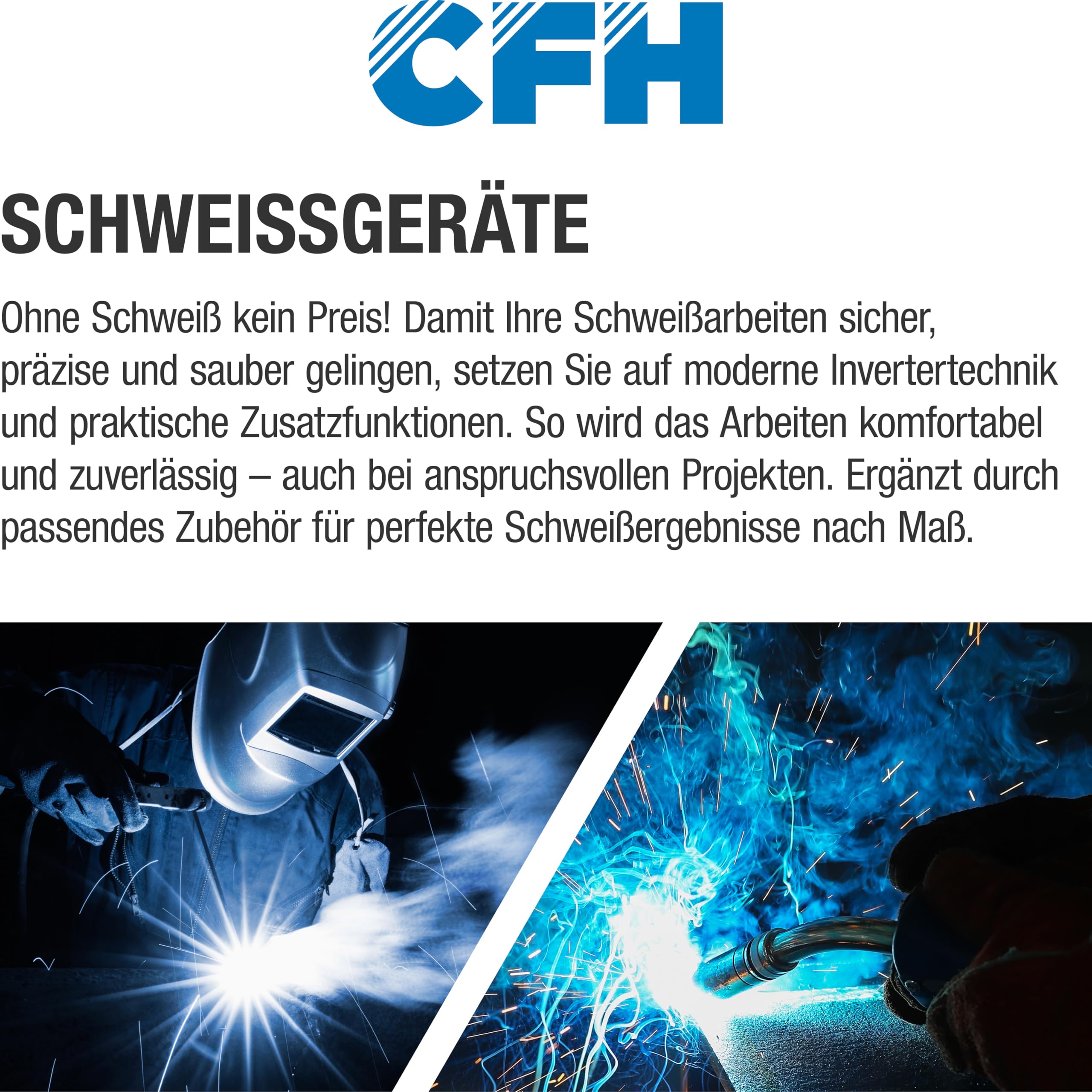 CFH Inverterschweißgerät 120 A ISG 882 - MMA-Schweißgerät mit Hot Start, Anti Stick, Arc Force & Überhitzungsschutz, 15–120 A, für Stabelektroden Ø 1,5–3,2 mm, bis 4 mm Materialstärke