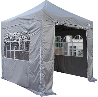 All Seasons Gazebos 2.5x2.5m Heavy Duty Fully Waterproof Pop up Gazebos and 4 Premium Side Walls - Metallic Grey