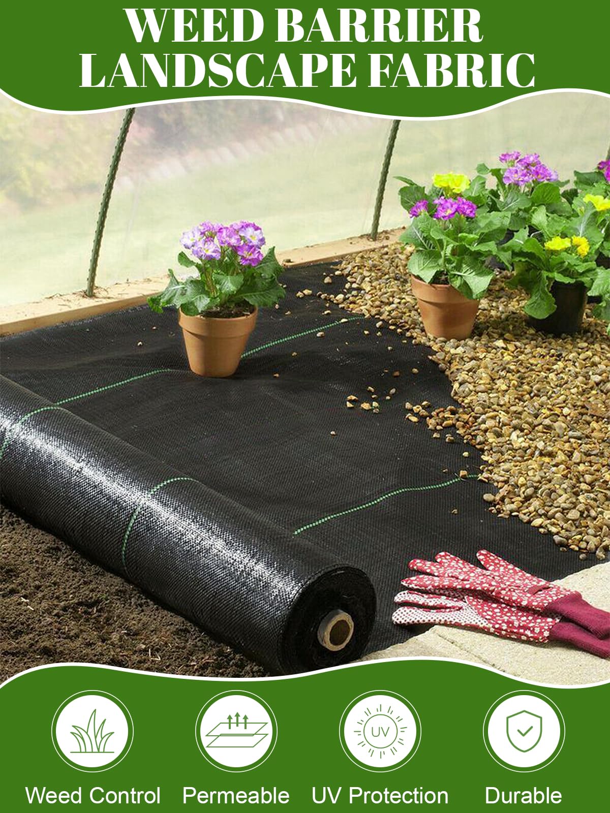 Tessuto Anti-erbacce KANAGAWA 1,8x30,5 M | 99,2 G/m², Permeabile, Resistente Ai UV | Per Vialetti, Aiuole E Sotto Il Pacciame - 3