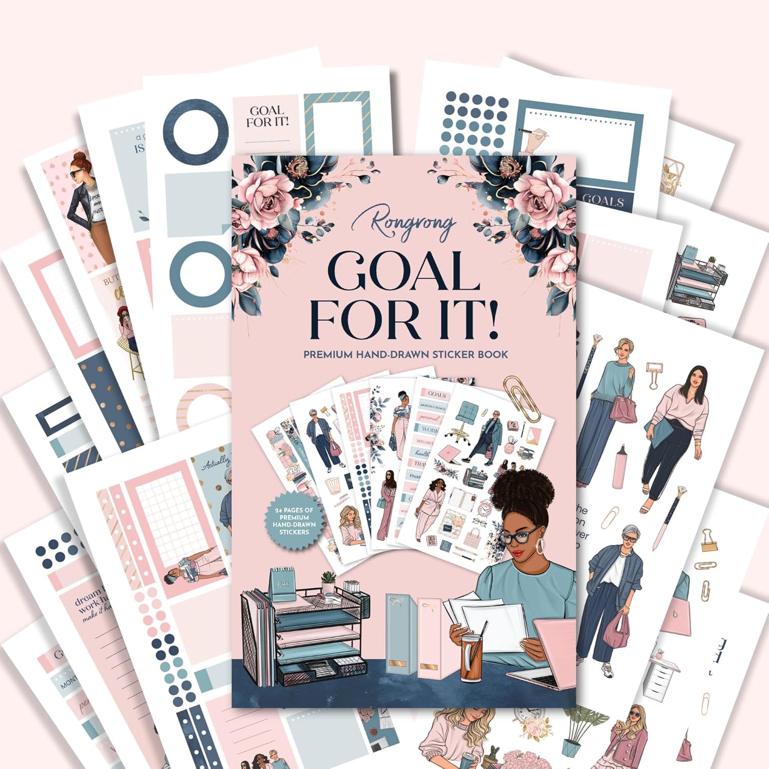 Rongrong Goal for It Planner Sticker Book for Planners, Calendars and Journals – Aesthetic Premium Quality Stickers – Scrapbook Accessories – 24 Pages