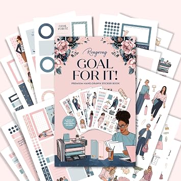 Rongrong Goal for It Planner Sticker Book for Planners, Calendars and Journals Aesthetic Premium Quality Stickers Scrapbook Accessories 24 Pages