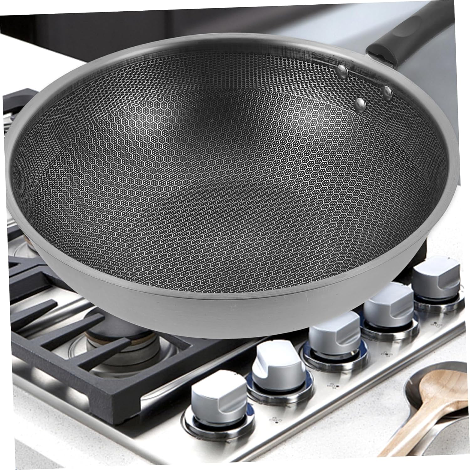 ABOOFAN Honeycomb Non Stick Stainless Steel Frying Pan Scratch Resistant Skillet with Ergonomic Handle for Even Heat Distribution for Eggs Steaks and Everyday Cooking