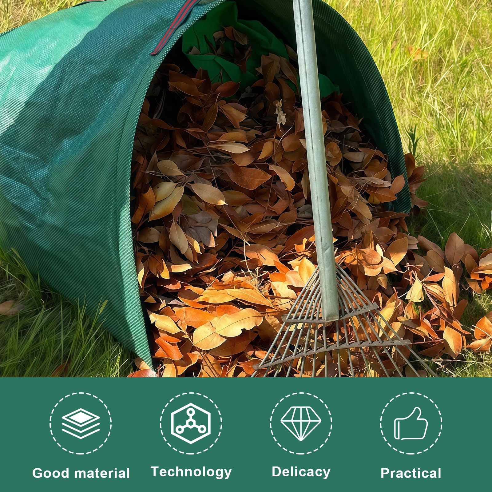 3 sacs à déchets de jardin de 200 l : sacs à feuilles mortes de jardin avec poignée, sacs poubelle de jardin réutilisables, sacs à déchets de jardin, pliables sacs à déchets de jardin, imperméables