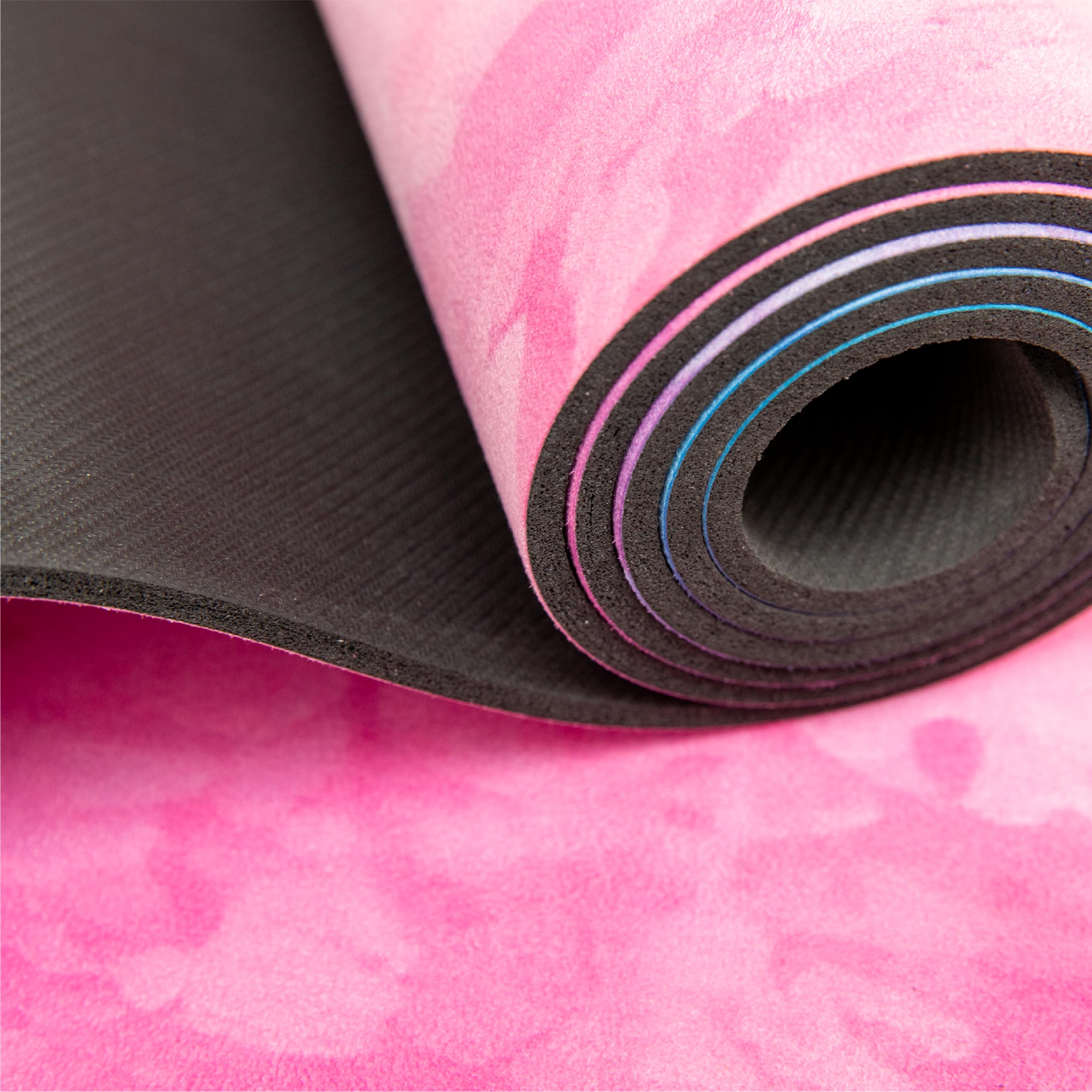 Premium Yogamatte: echter Naturkautschuk rutschfest & weiche rutschfeste Mikrofaser, extra-breit, extra-dick (183x68x0,5cm), Tragegurt & Strap, auch Pilates-Matte