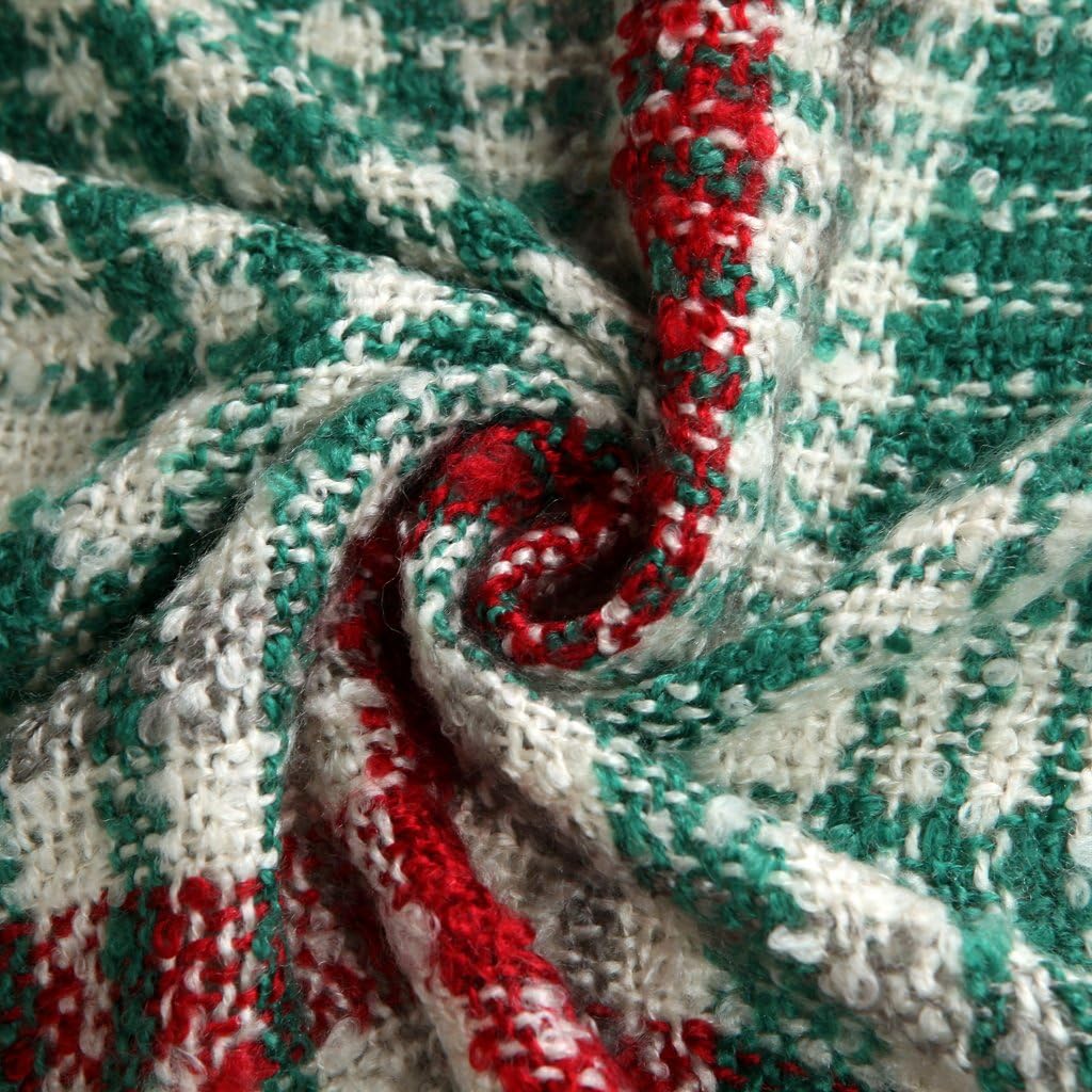G Lake Green Red Plaid Blanket Throw Acrylic Soft Reversible Dyed Fringed Bed Blanket for Christmas Indoor Decorations 50" W x 67" L -Christmas Color - Image 3