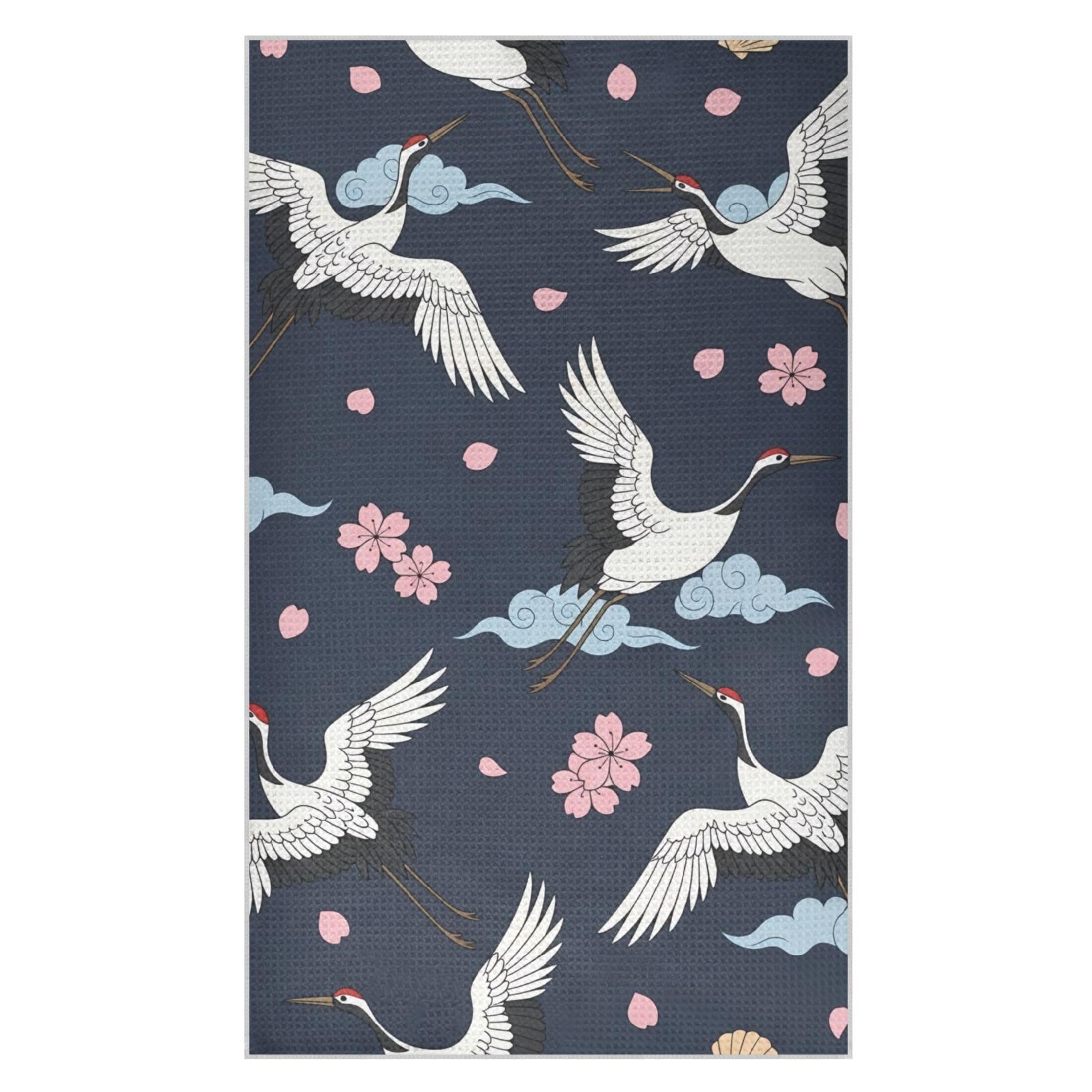 Kutsu Cherry Blossoms Waffle Weave Kitchen Towels Absorbent Quick Drying Dish Towels for Kitchen, Decorative Tea Towel, 18x30 in