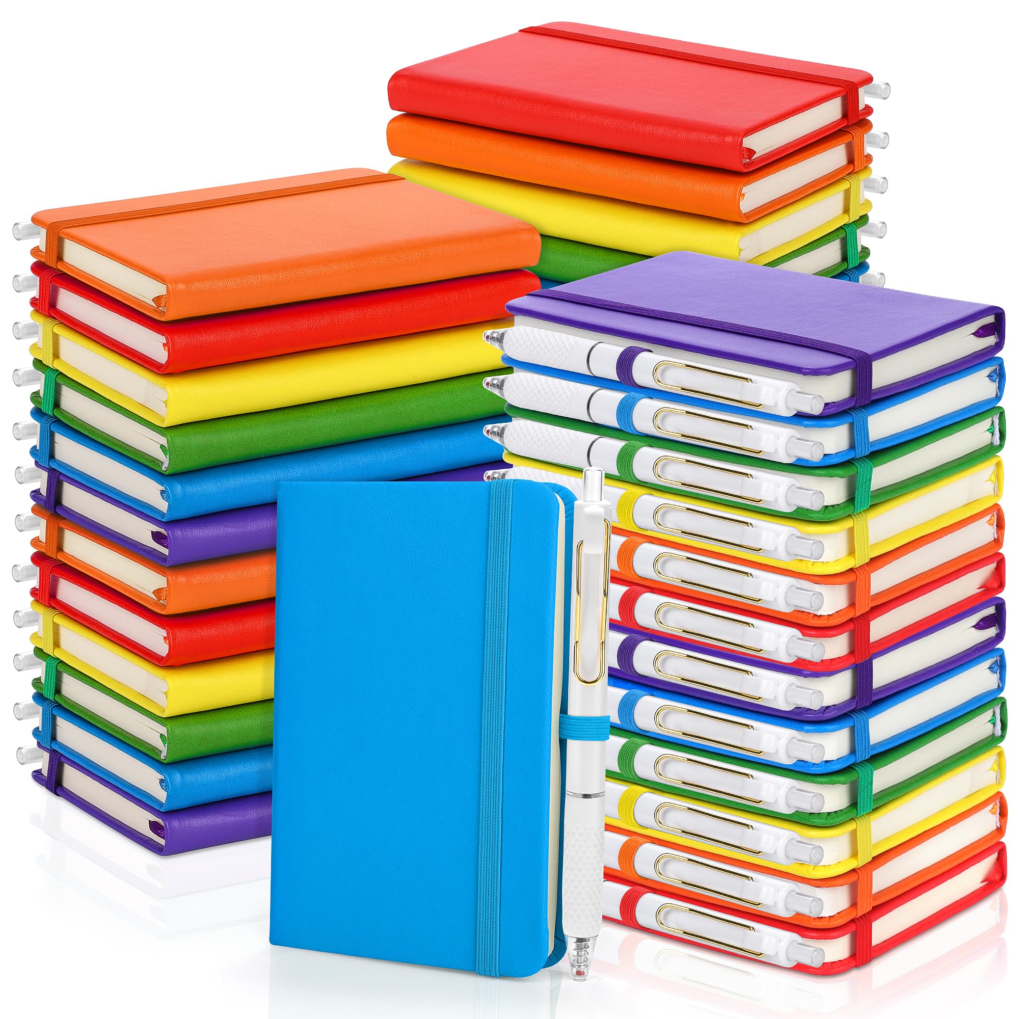 Cuadernos de bolsillo A6 con bolígrafo juego de 50 blocs de notas con rayas para oficina 8