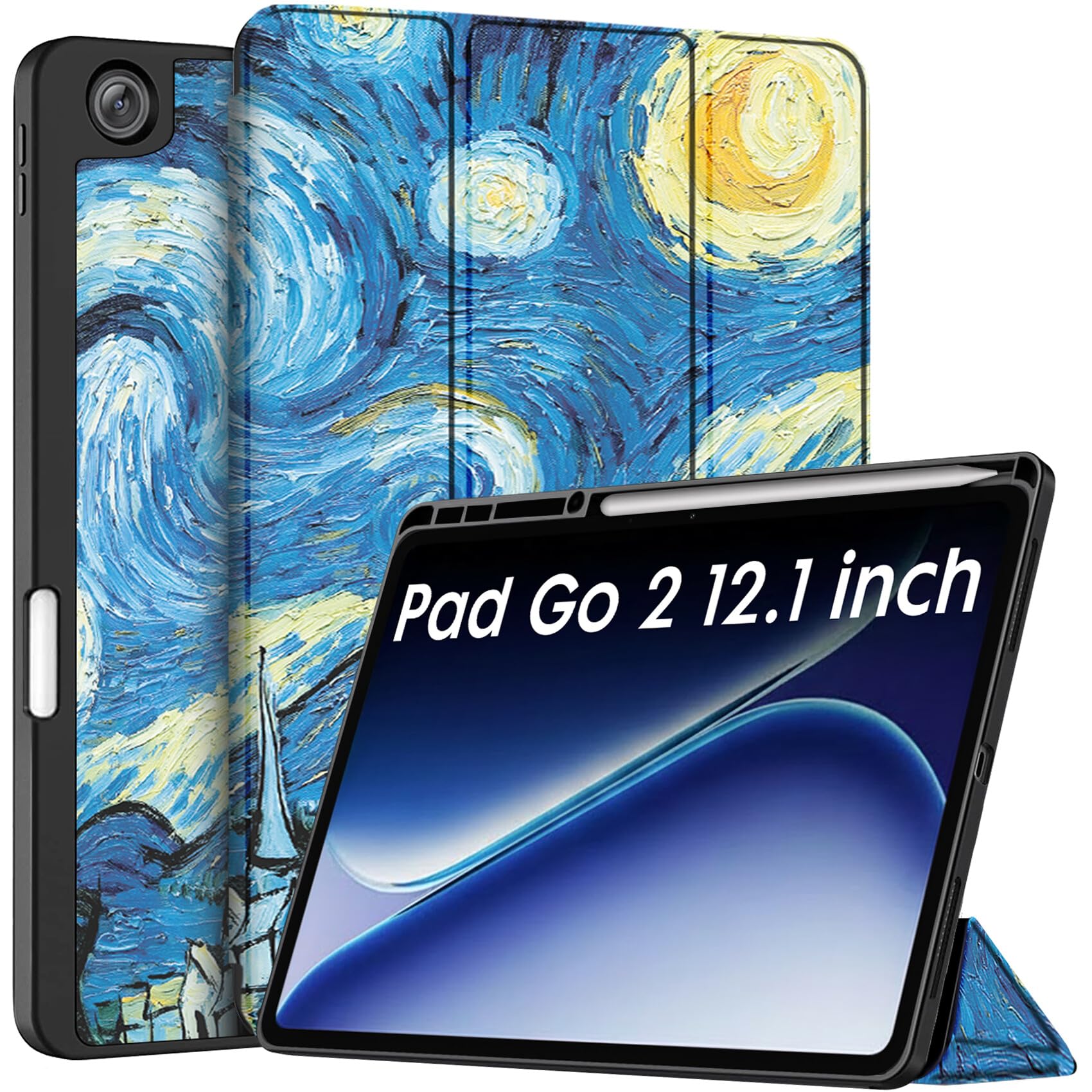 Robustrion Cover for OnePlus Pad Go 2 12.1 inch Cover Case with Pencil Holder, Trifold Cover Case for OnePlus Pad Go 2 Tablet Cover [Auto Sleep Wake Support] - Black — Amazon image 13