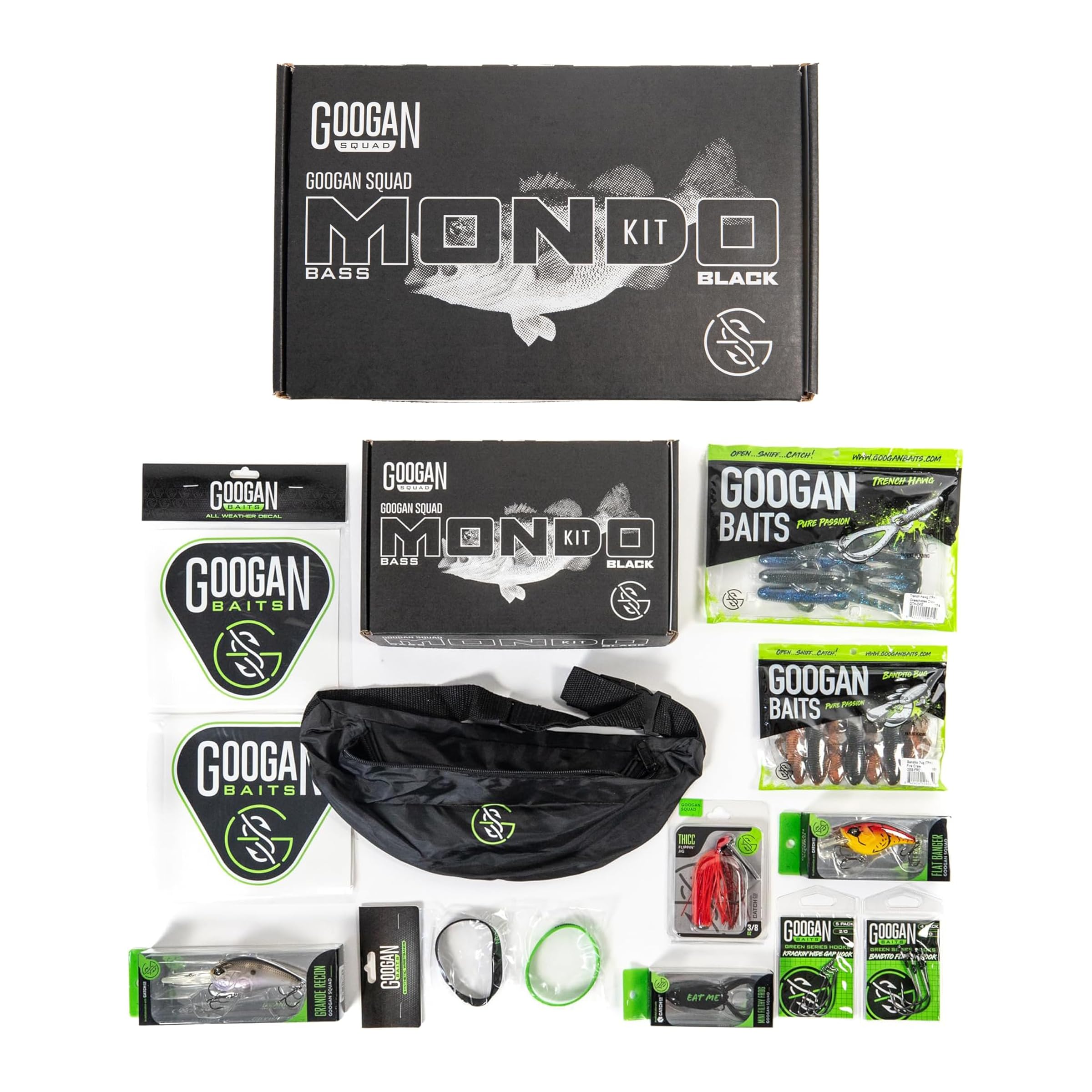 Googan Squad Mondo Kit Black Series ? Mystery Tackle Box Bass Fishing Kit with Premium Lures Set for Largemouth and Smallmouth ? Bass Lure