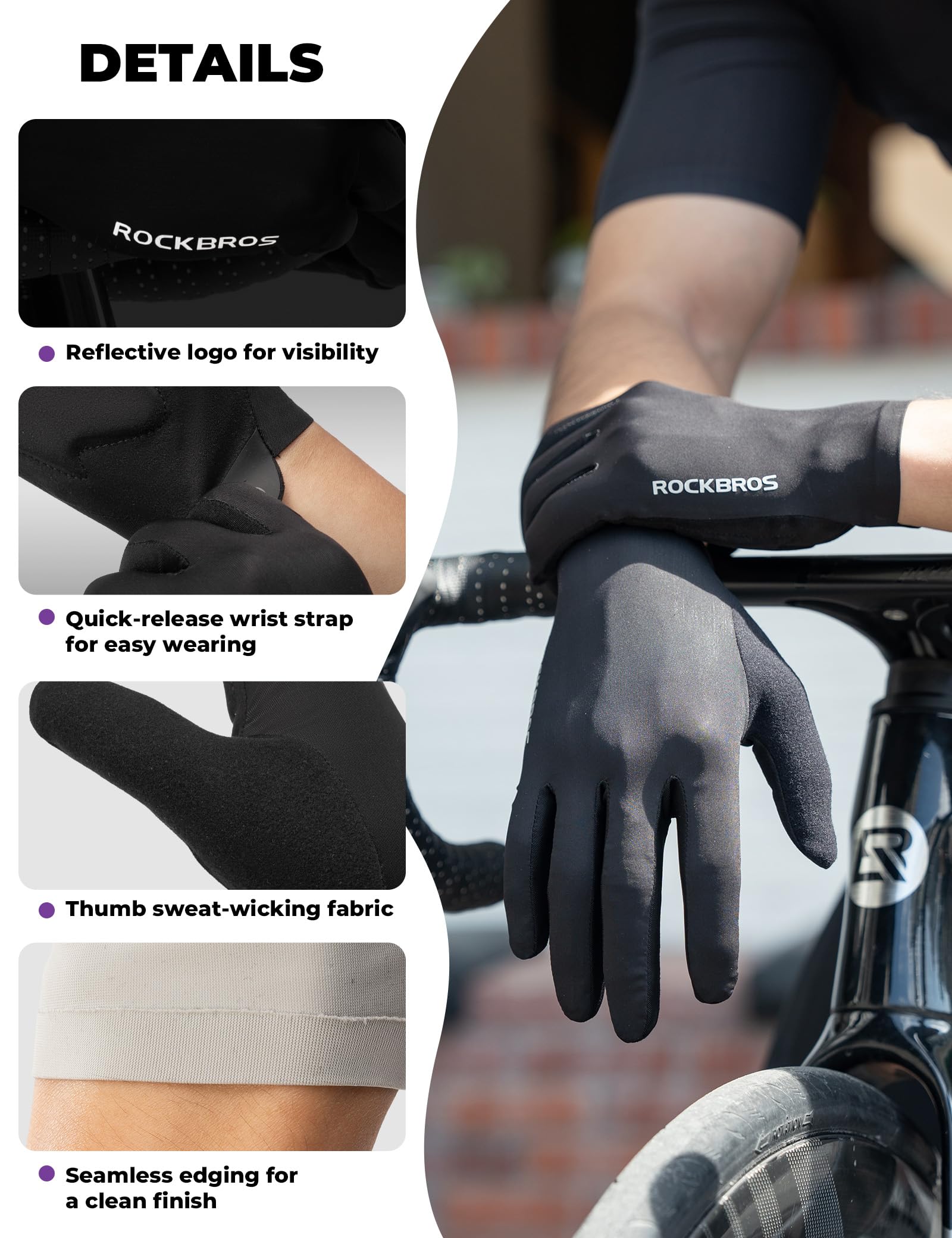 ROCKBROS Guanti Bici Uomo e Donna, Traspiranti e Antiscivolo, Guanti Sportivi con Imbottitura Ammortizzante, Compatibili Touch Screen, per MTB, Corsa, Scooter e Palestra