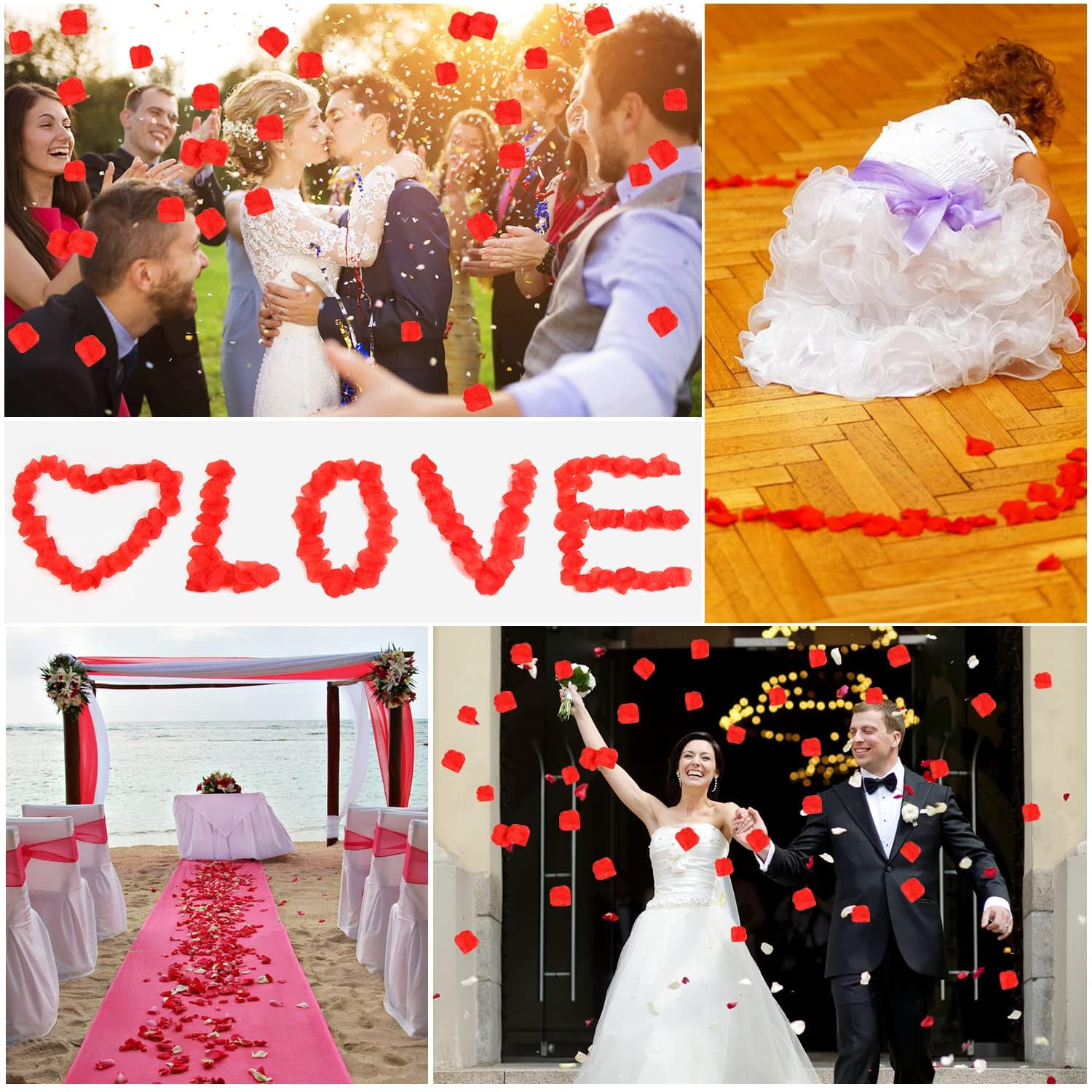 Pétales de Rose Rouge Artificiels 500PCS pour Décoration Mariage Saint Valentin