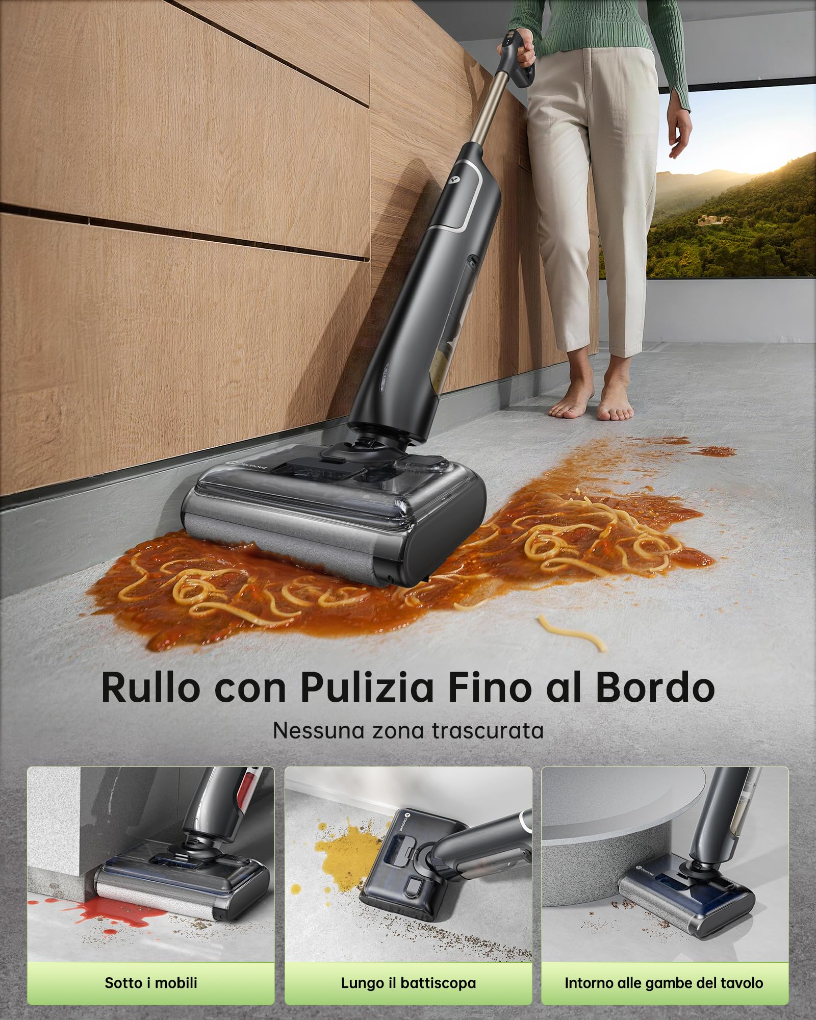 Vexilar X7 Aspirapolvere Lavapavimenti Senza Fili 20000 Pa, 180° Reclinabile, Autopulizia, Autonomia 40 Min, Doppio Serbatoio, Pulizia Bordi, Lavapavimenti Aspirapolvere Senza Filo,Subito Asciutti