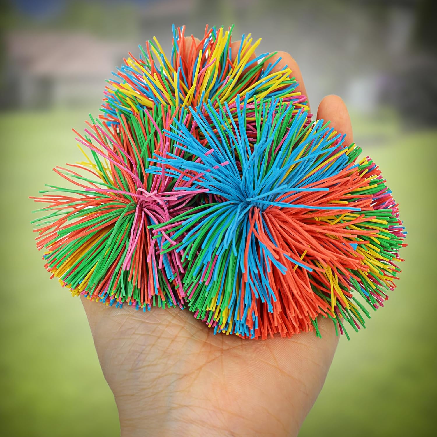 20 Pieces Stringy Balls,Sensory Fidget Stress Ball,Soft Silicone Rainbow Pom Bouncy Balls for Anxiety Relief,Birthday Gifts,Party Favors Stocking Stuffers,Christmas Prizes (2.5 Inch)